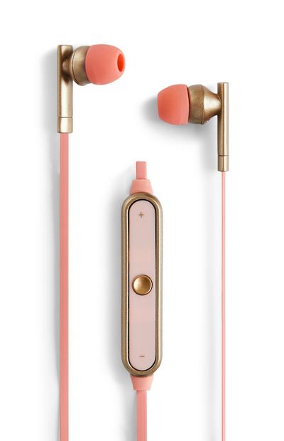 Rožnate kovinske brezžične slušalke
