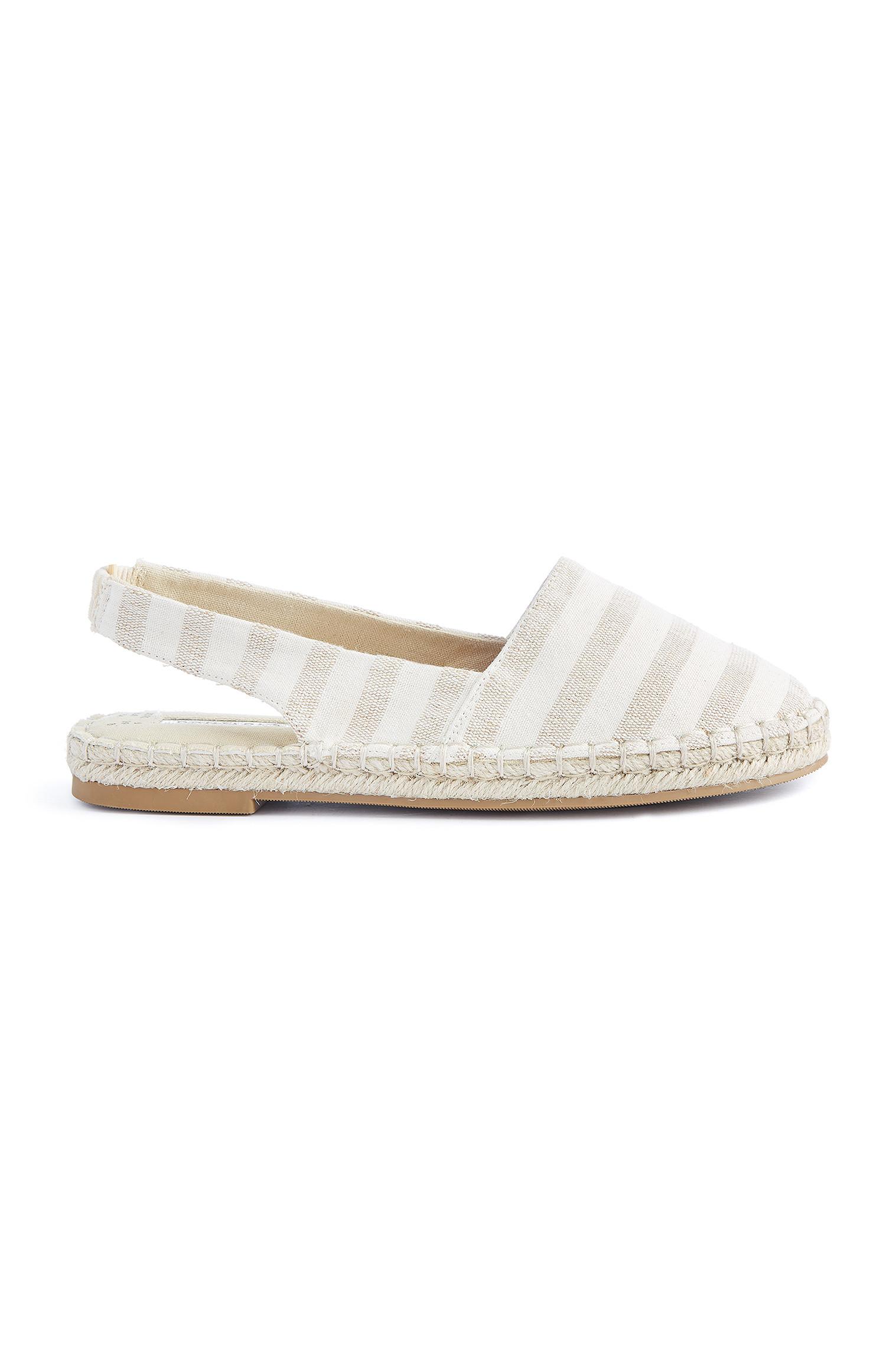 Espadrilles blanches à rayures et talon ouvert