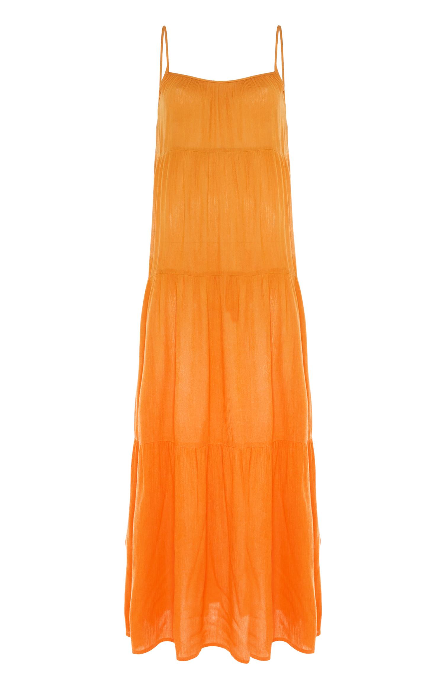 Vestido comprido tecido enrugado mostarda