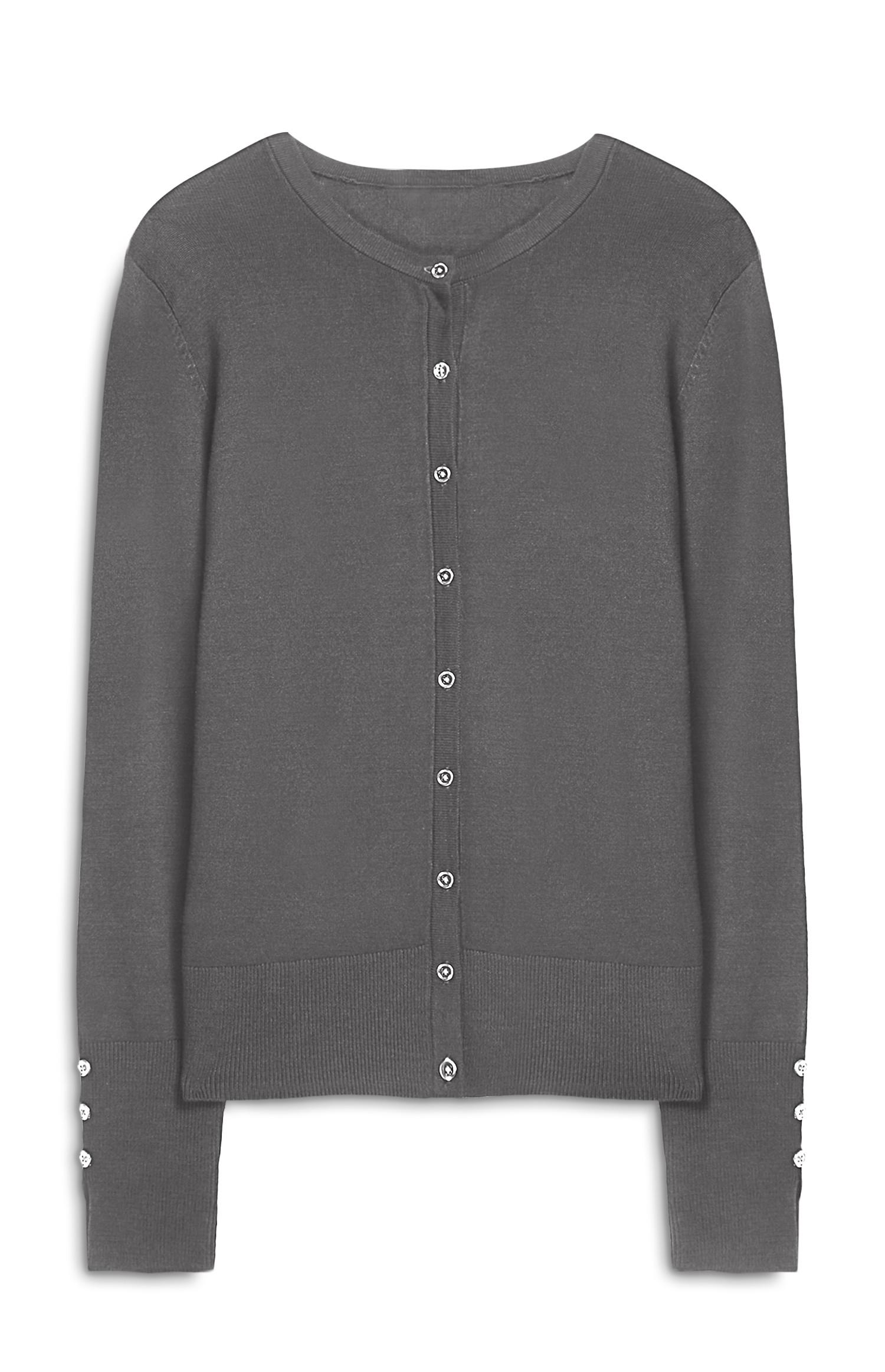 Casaco malha botões cinzento