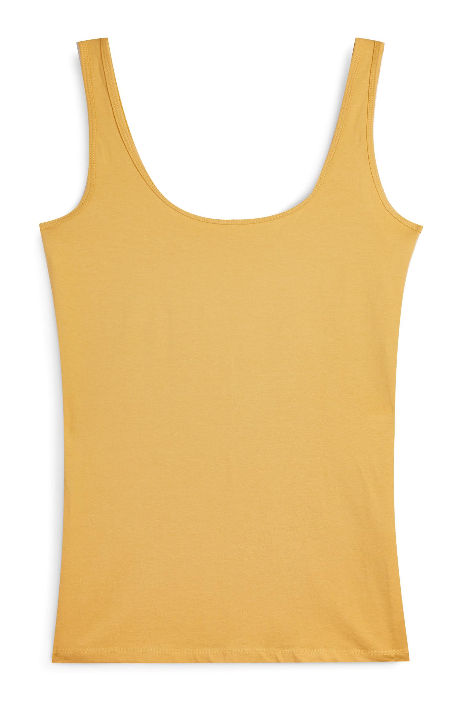 Top sem mangas elástico amarelo mostarda