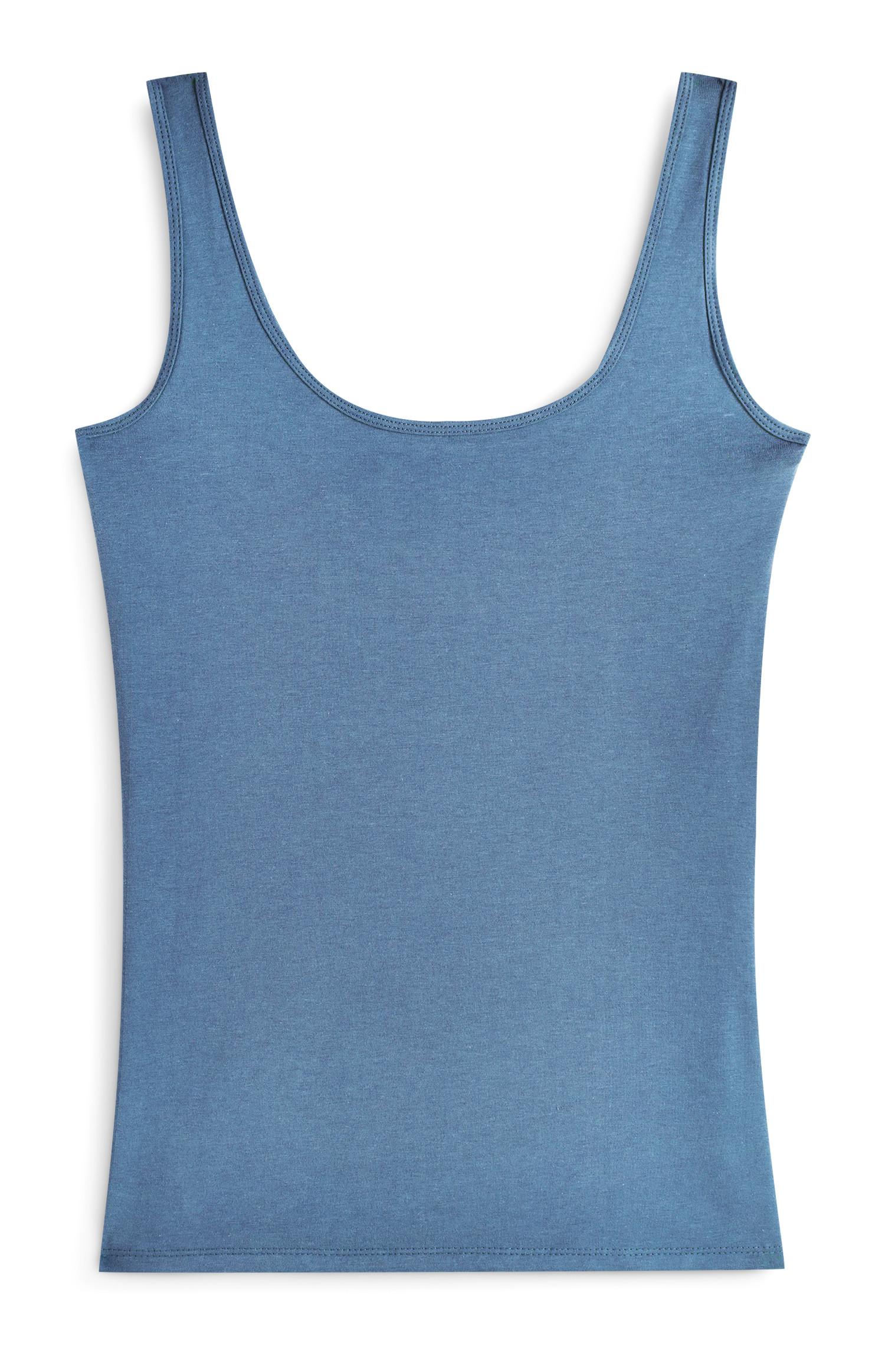 Top sem mangas elástico azul