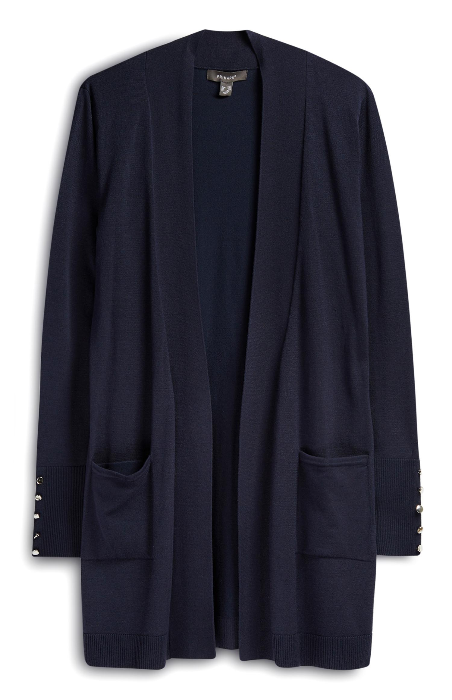 Casaco malha corte largo bolsos azul-marinho
