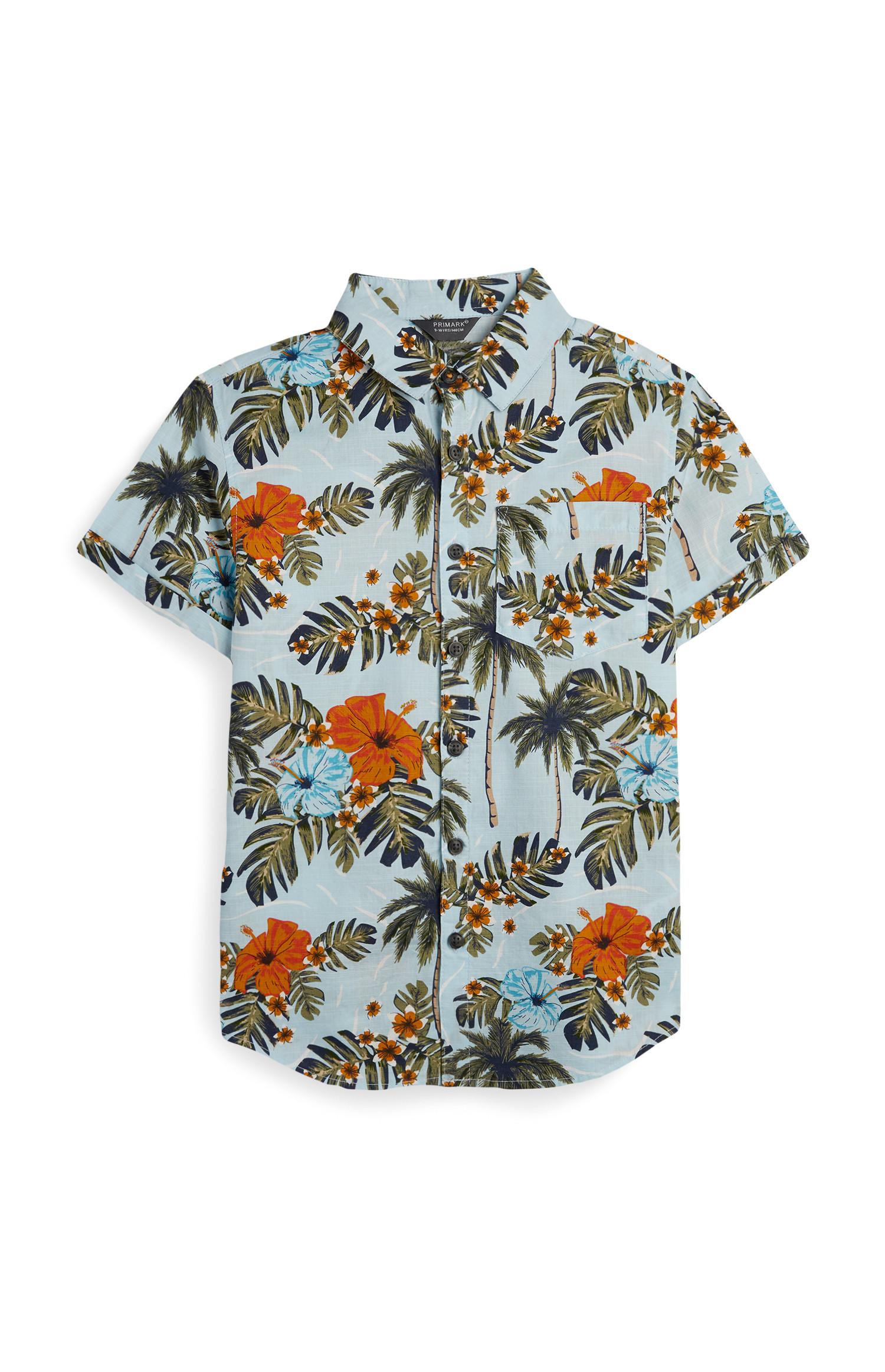 Camisa estampado palmeiras rapaz azul