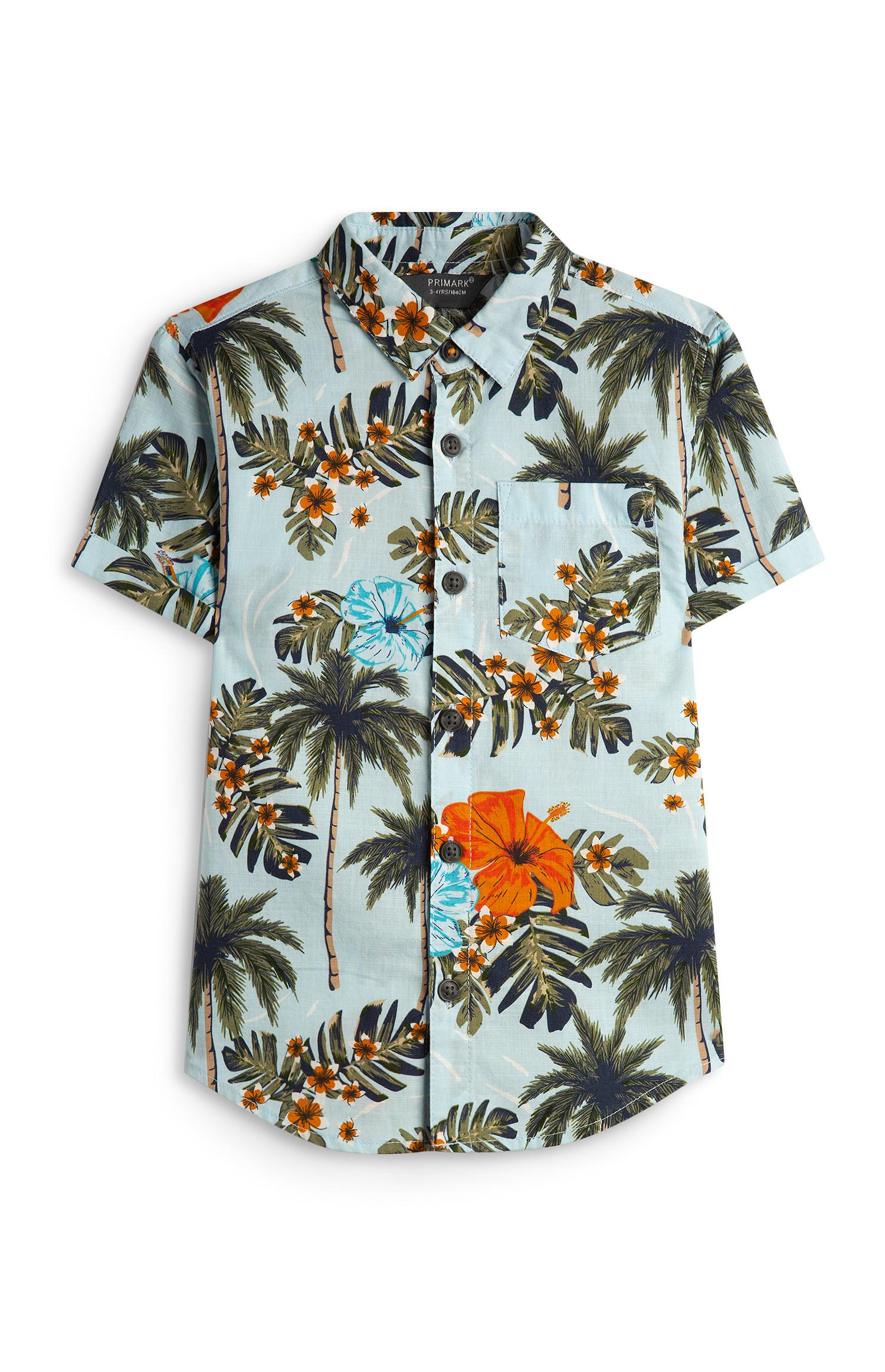 T-shirt blu con stampa palme da bambino