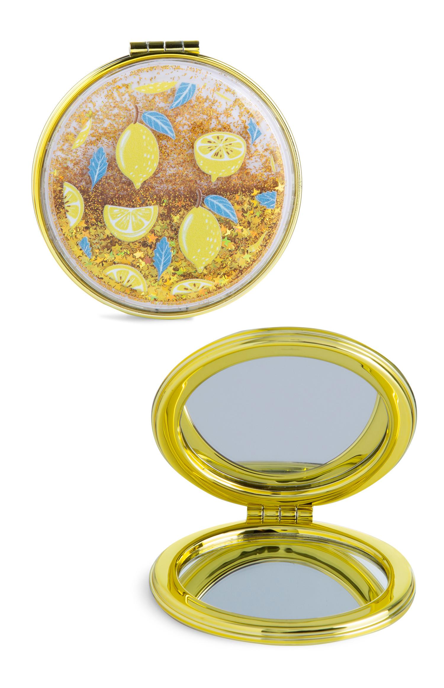 Zakspiegeltje met citroenprint en glitters