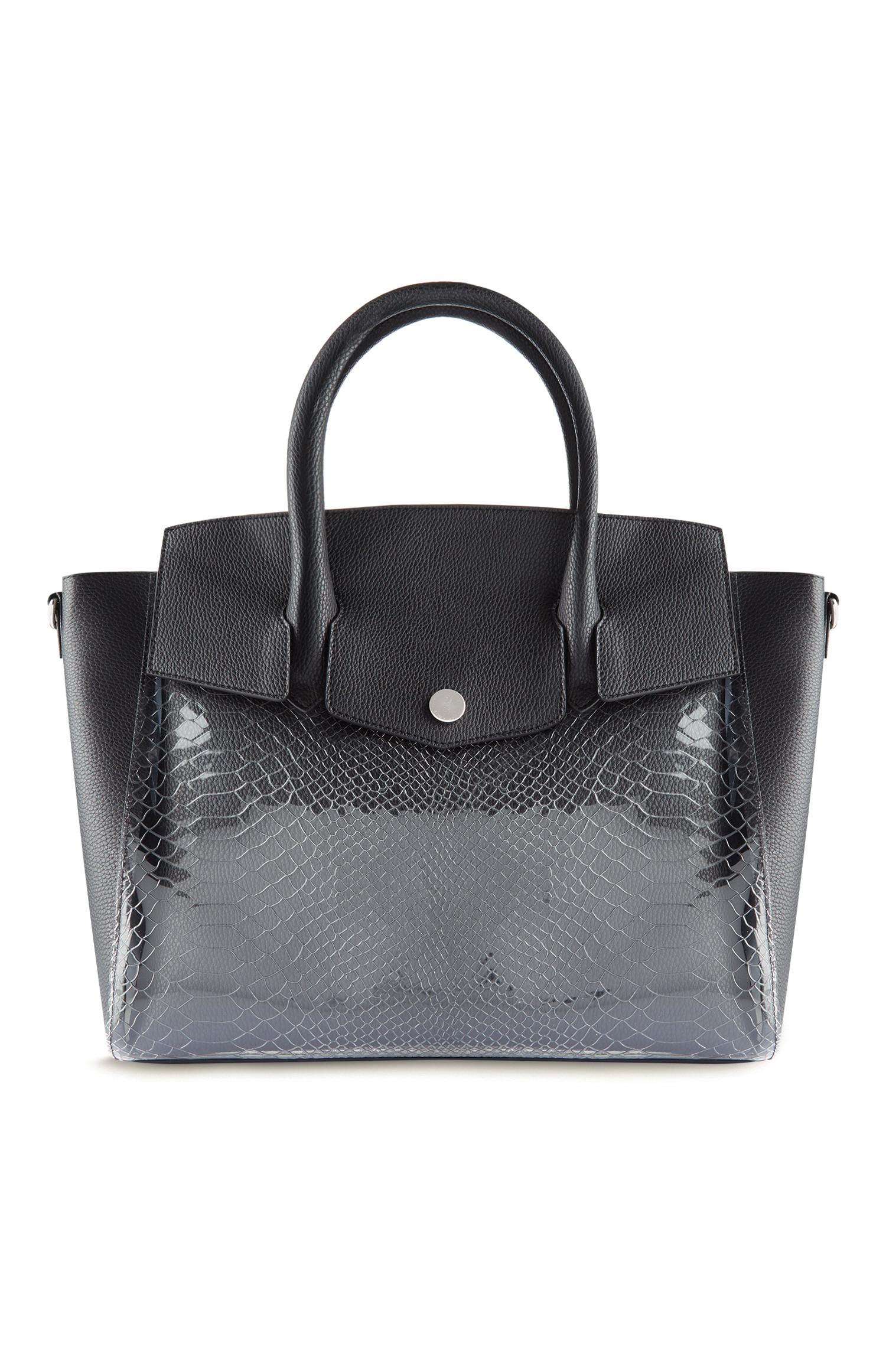 Cabas noir en plexiglas à imprimé serpent