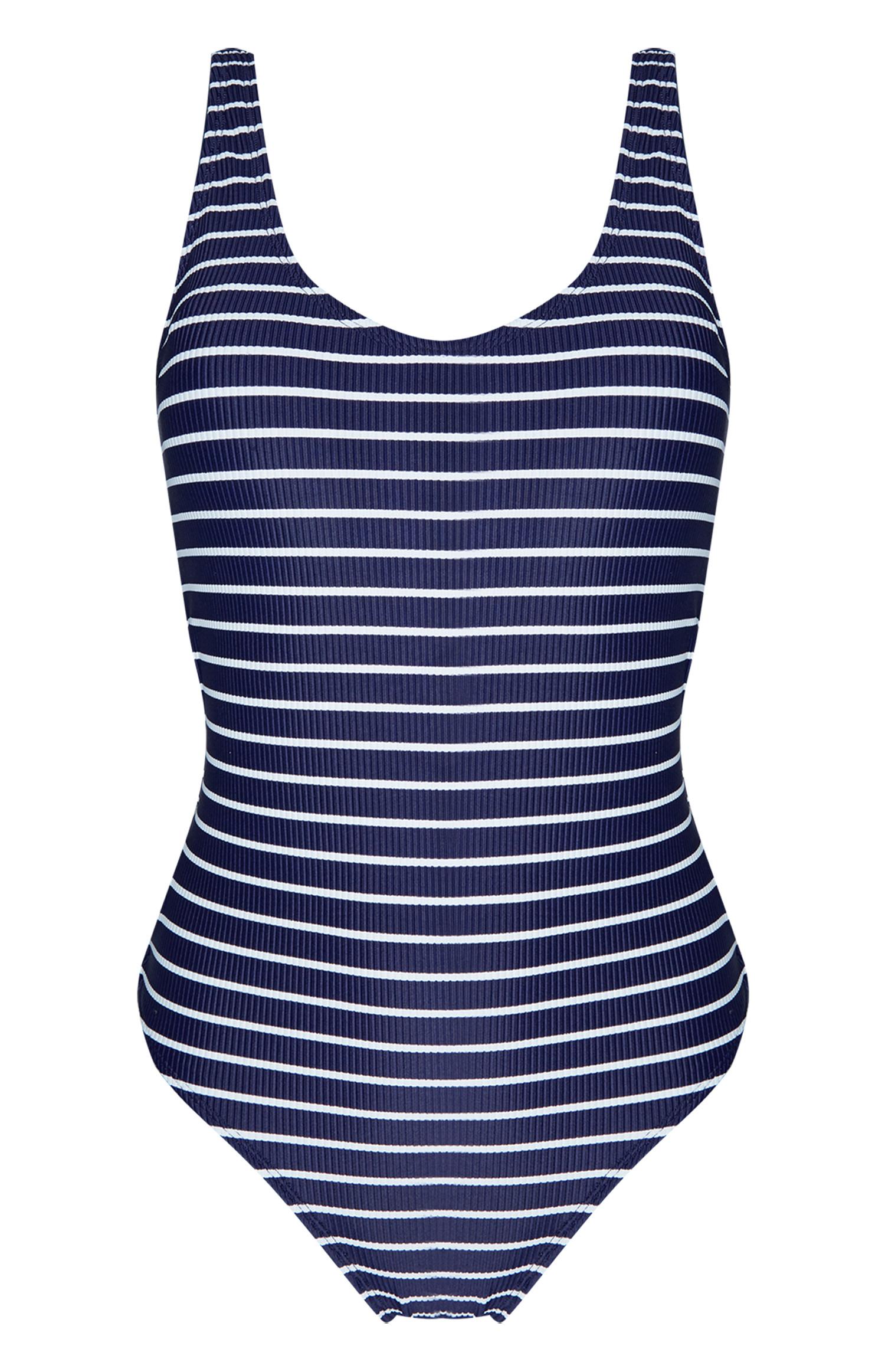 Mornarsko modre in bele črtaste kopalke