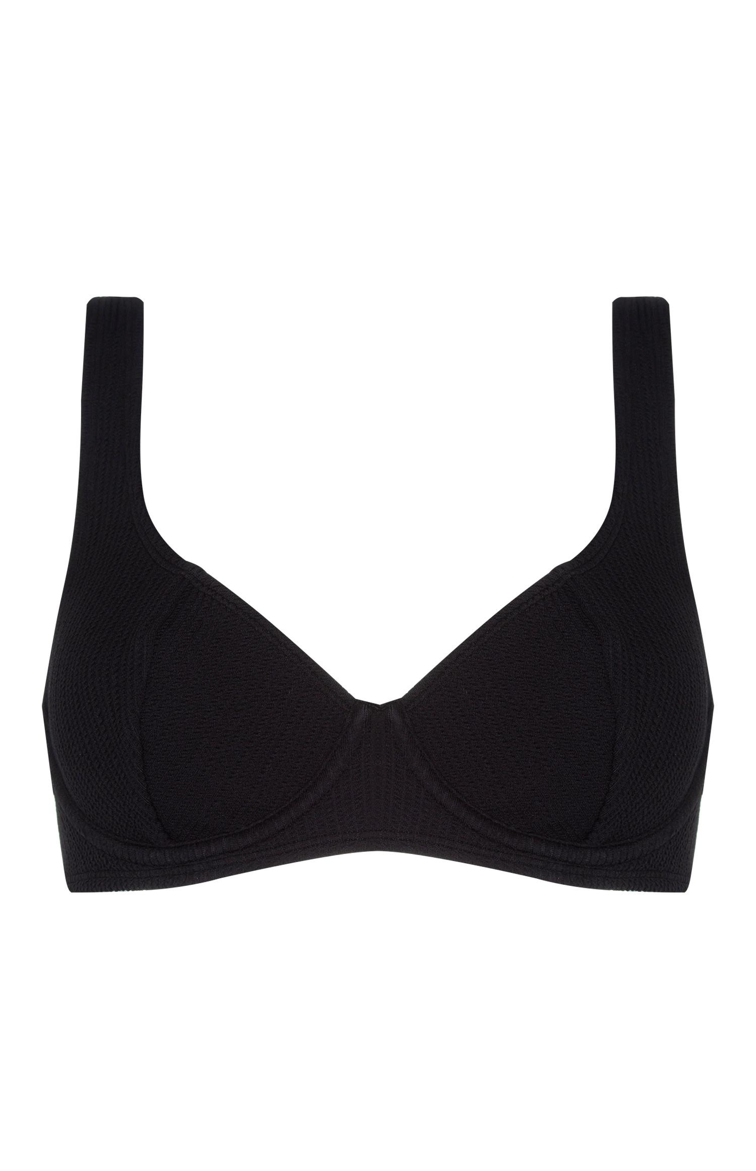 Haut de bikini noir texturé à armatures