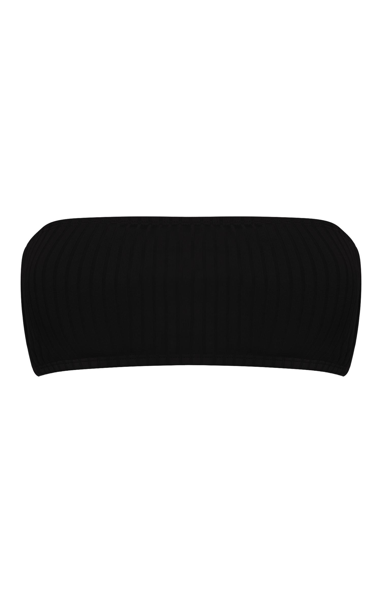 Rebrast črn zgornji del kopalk brez naramnic