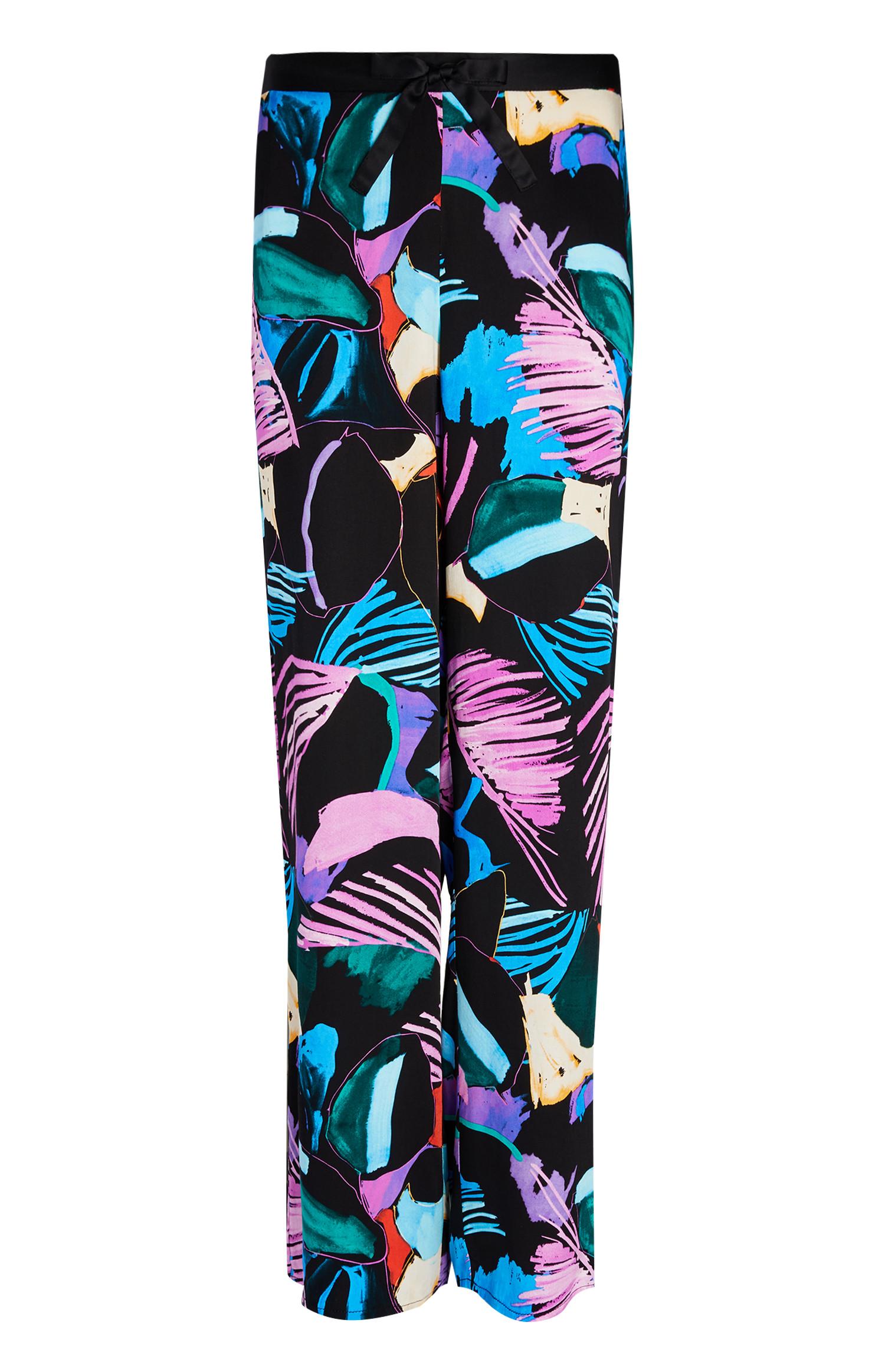 Calças pijama largas estampado abstrato preto