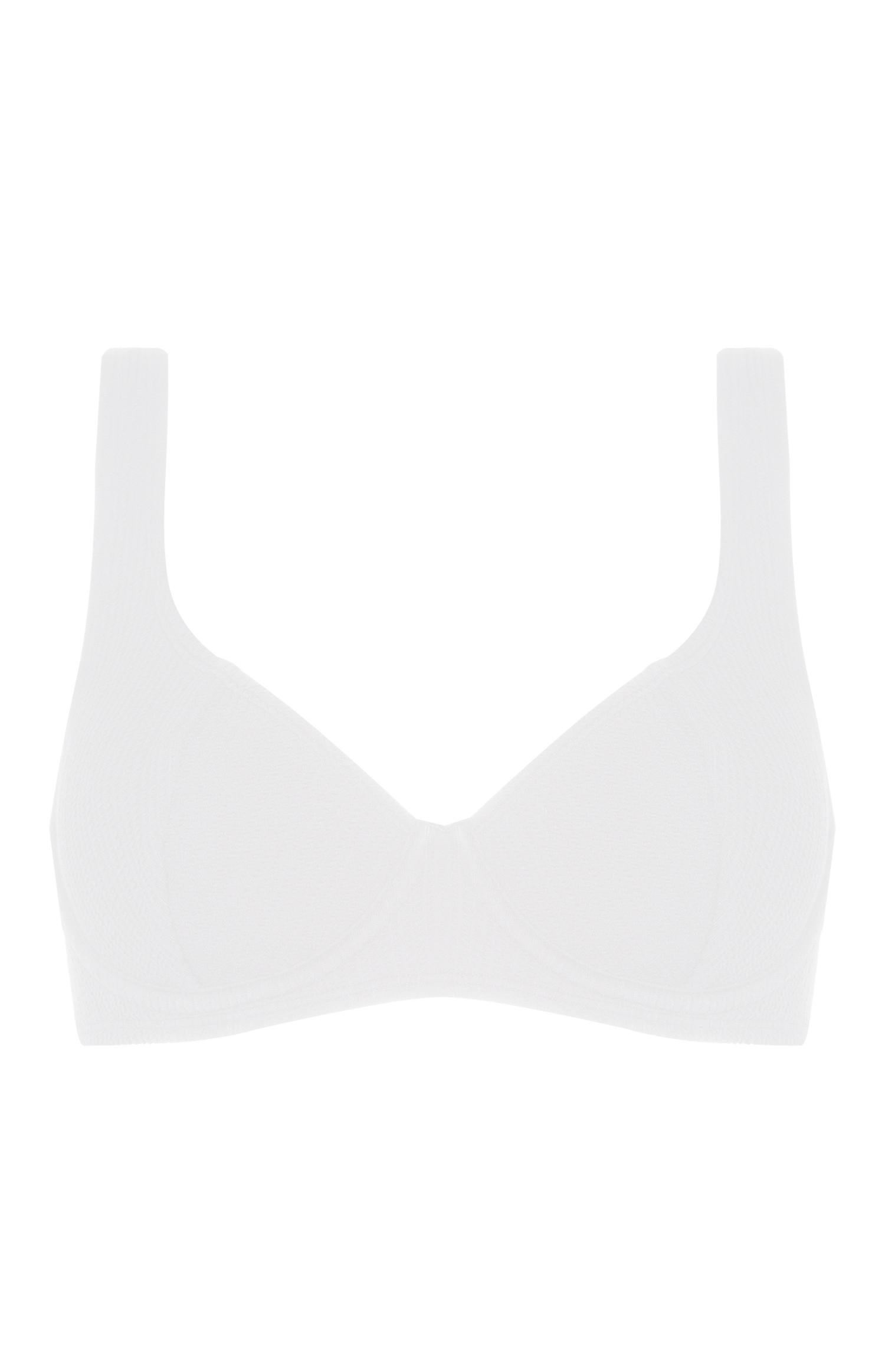 Haut de bikini blanc texturé à armatures