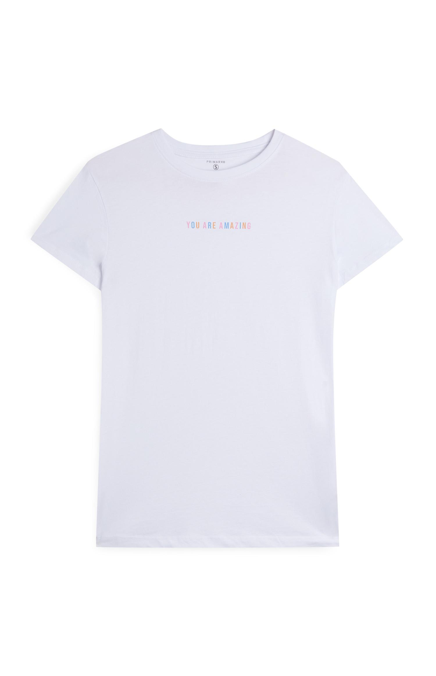 T-shirt manga curta slogan You Are Amazing branco