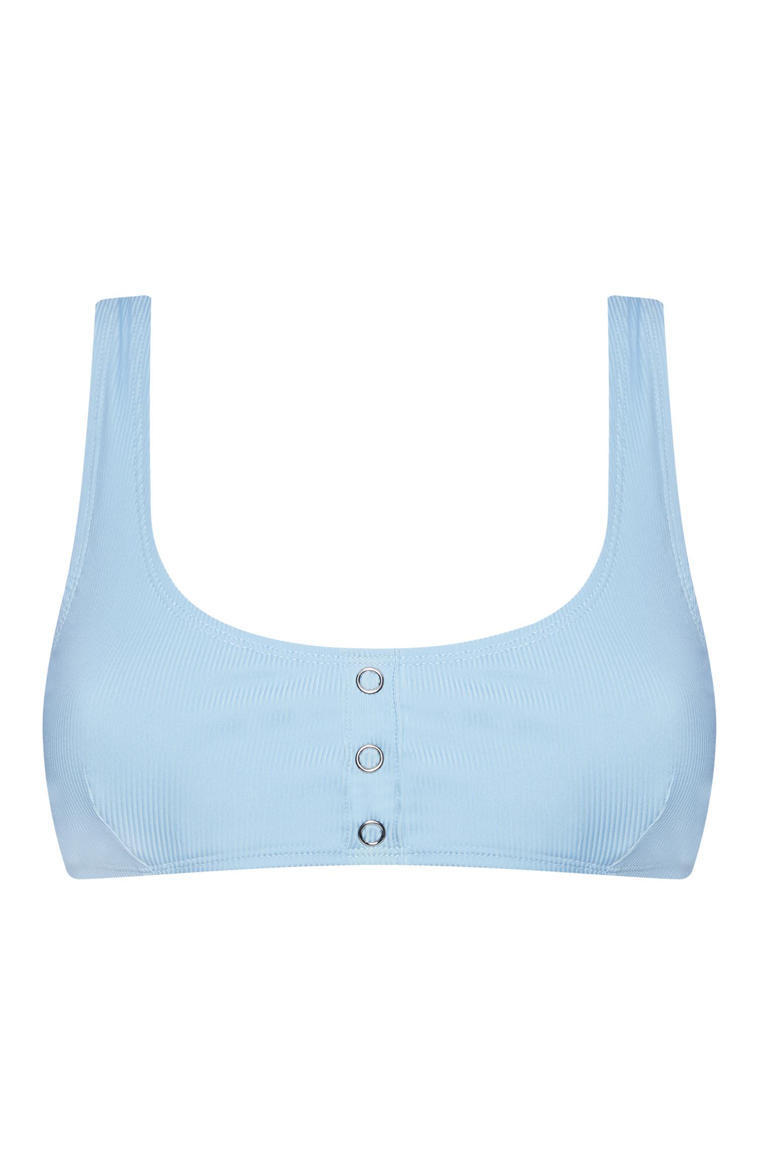 Haut de bikini bleu à boutons-pression