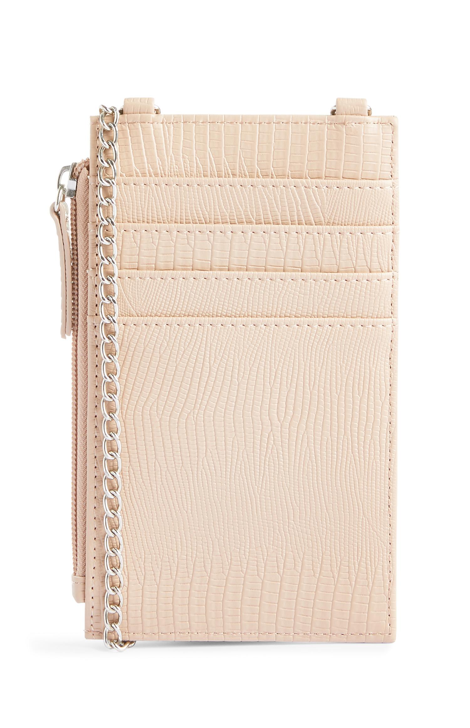 Carteira corrente padrão crocodilo nude