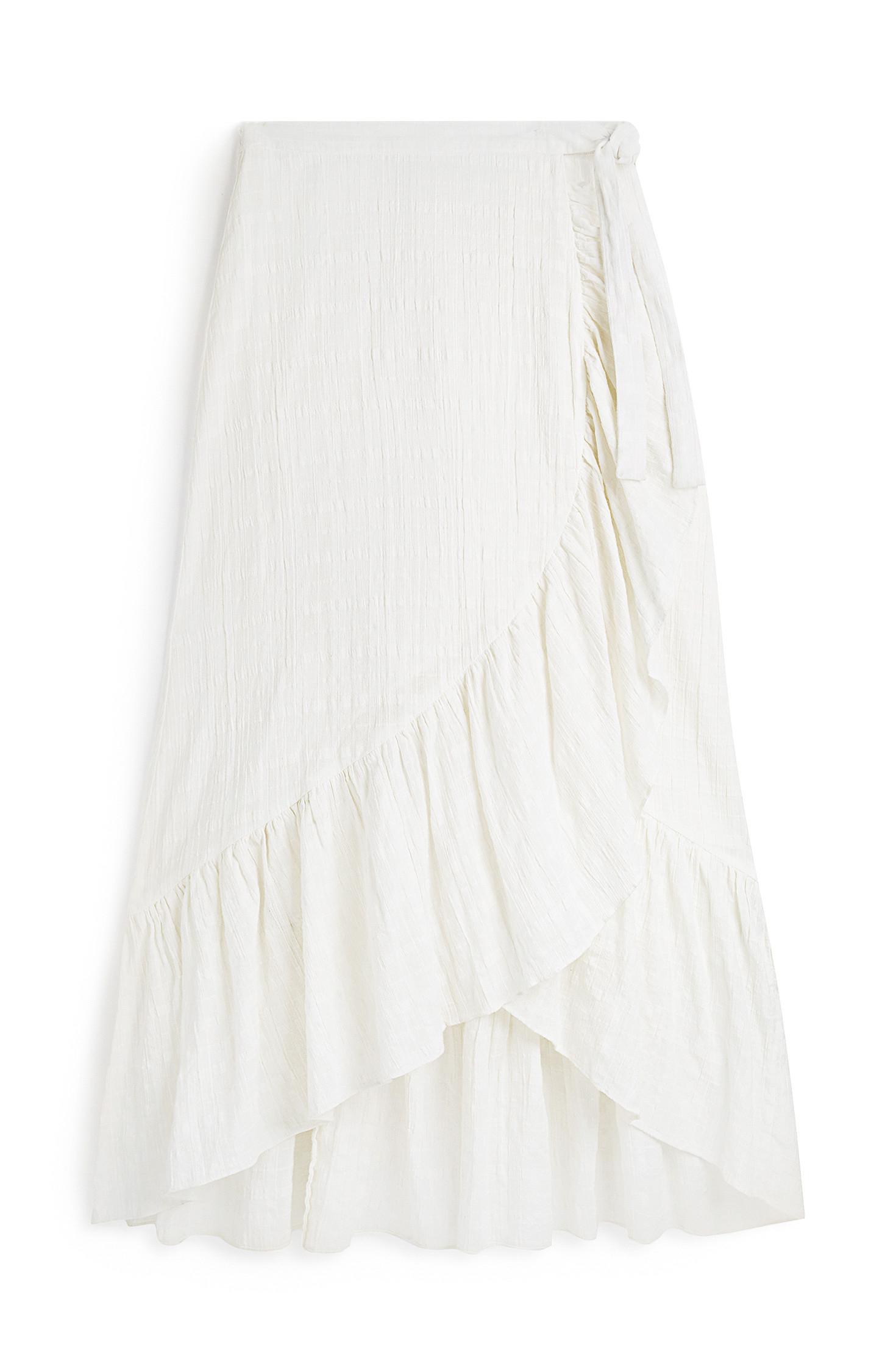 Večslojno srednje dolgo krilo sarong v slonokoščeni barvi