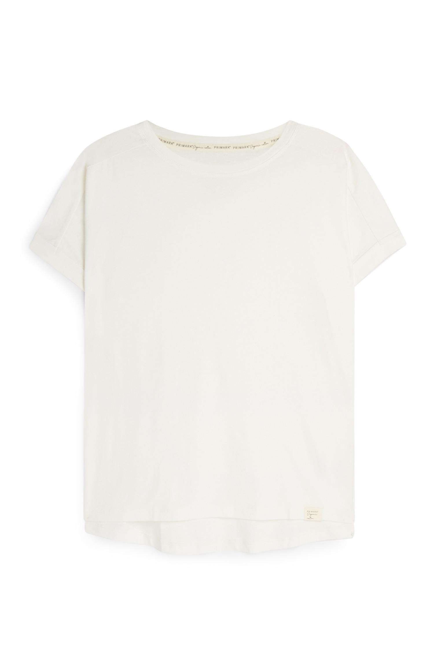 T-shirt écru en coton biologique avec coutures décoratives