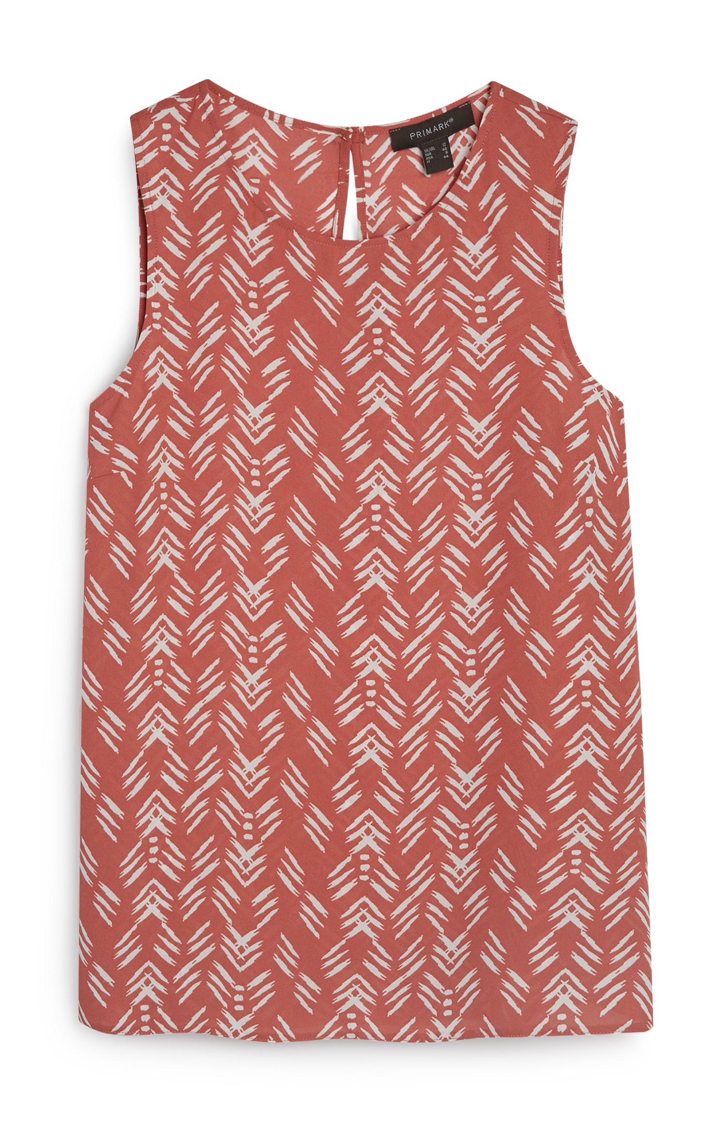 Chemisier pêche sans manches à motifs