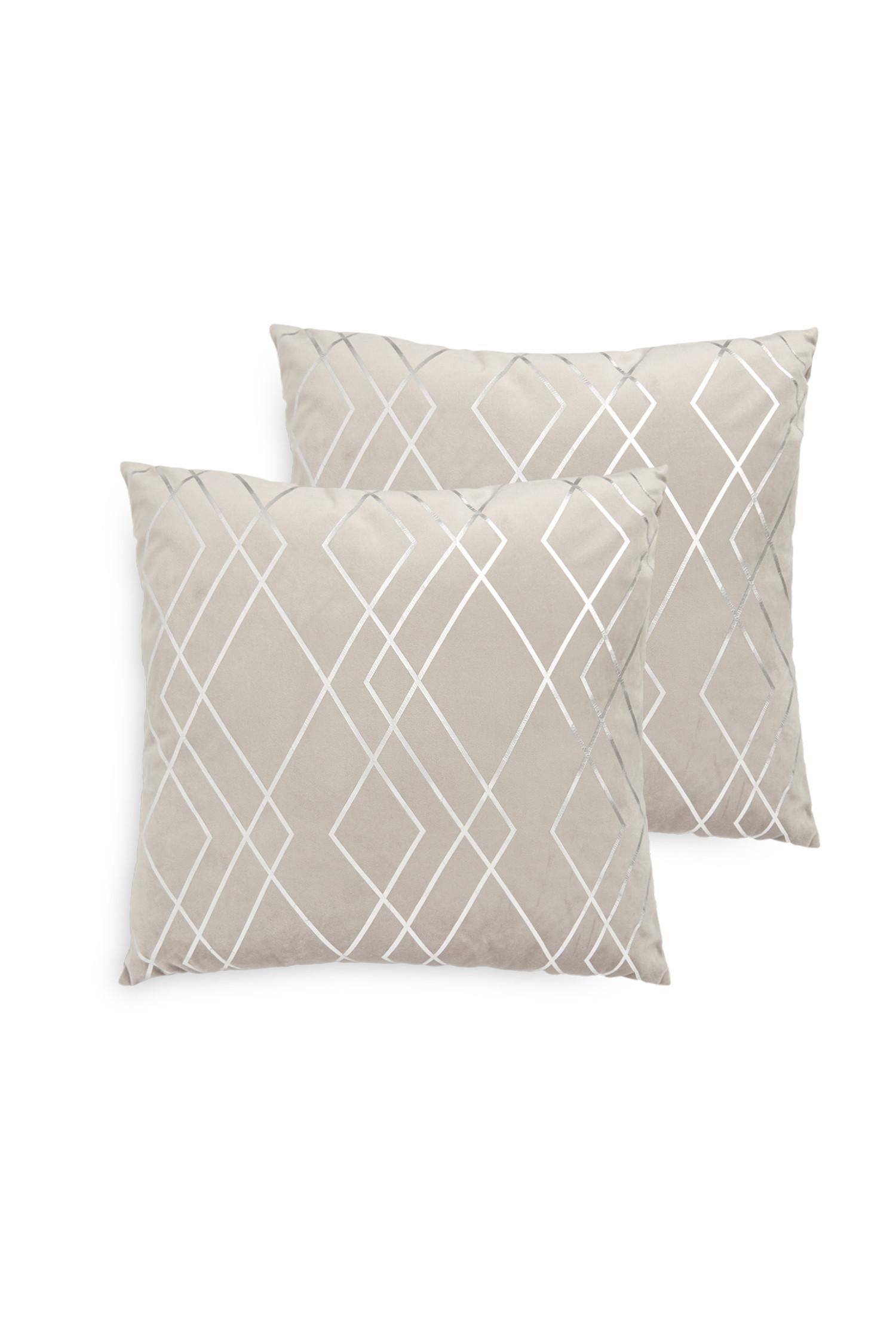 Siva žametna blazina z geometrijskimi liki, 2 kosa