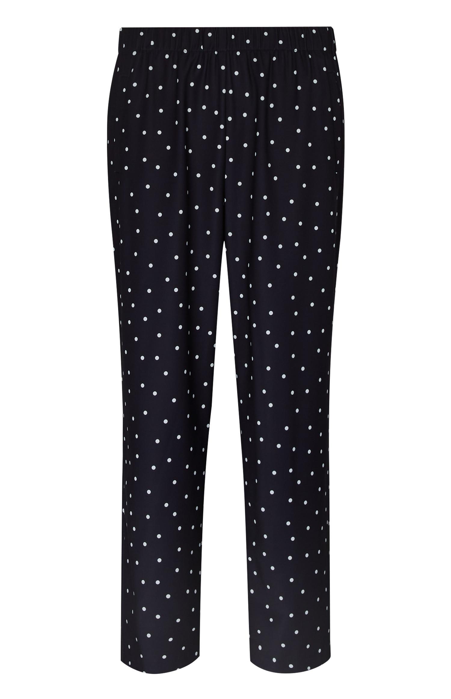 Pantalon droit en sergé noir à pois