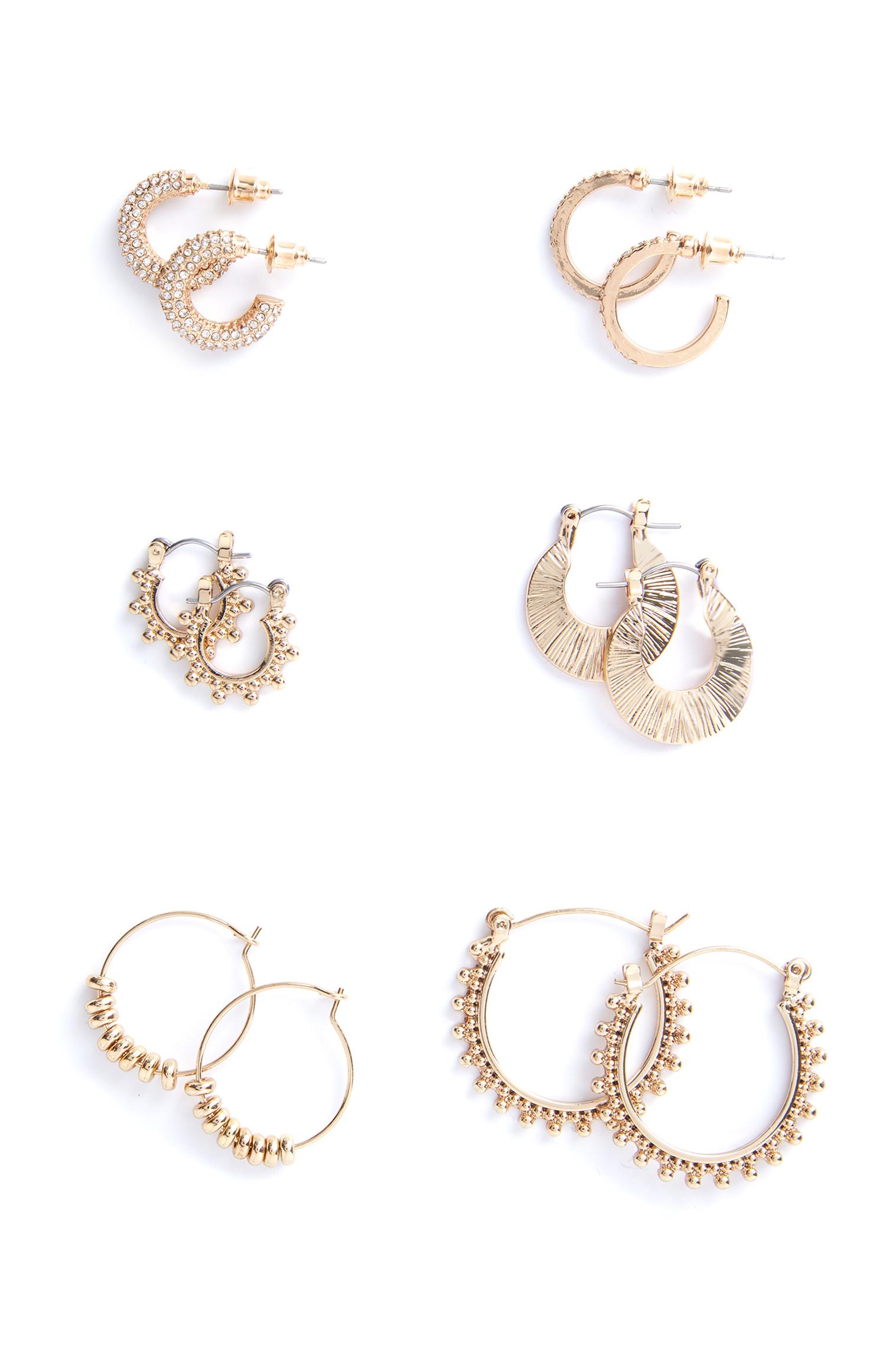 6 paires de créoles dorées