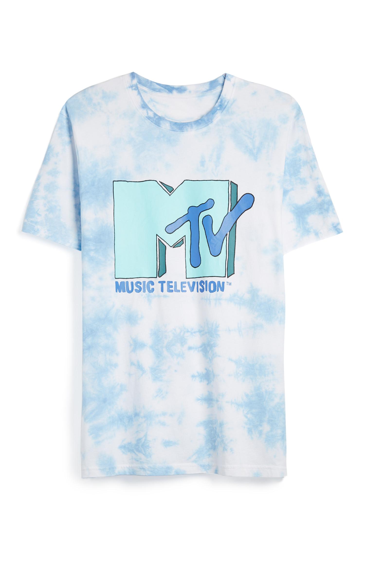 T-shirt bleu tie and dye avec logo MTV