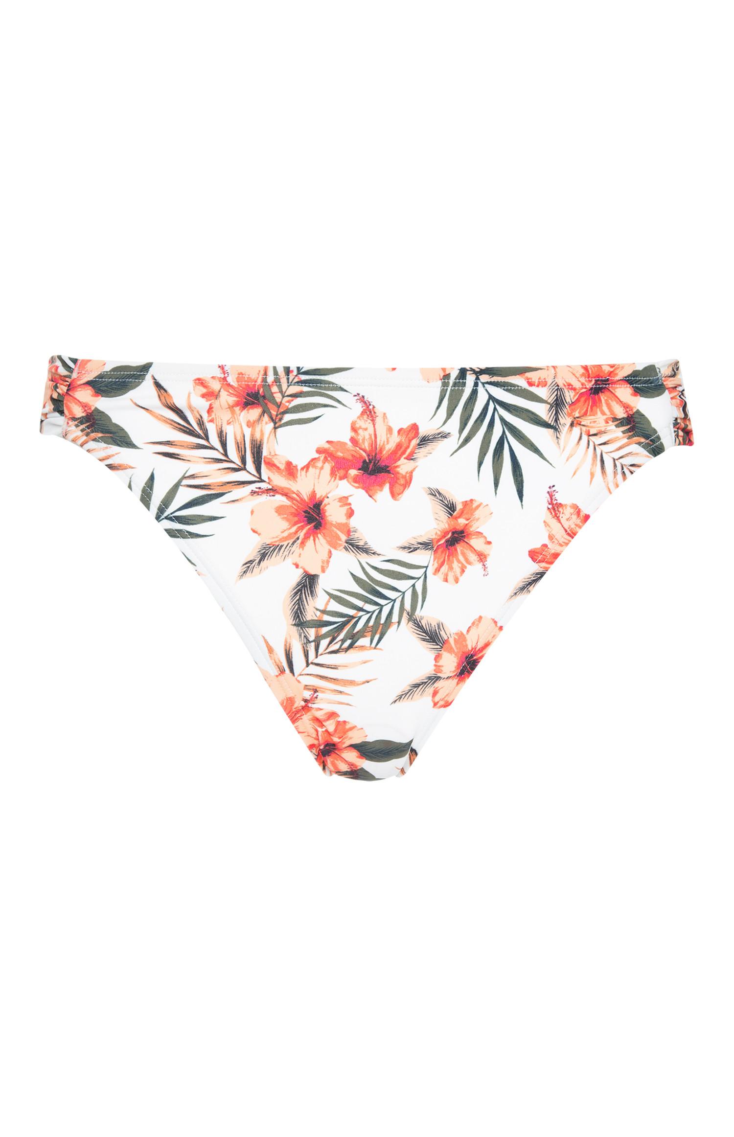 Cuecas biquíni estampado floral branco e cor de laranja