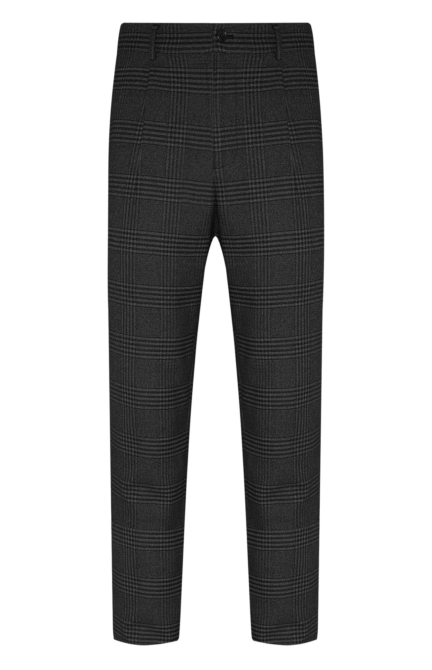 Pantaloni antracite gamba dritta a quadri