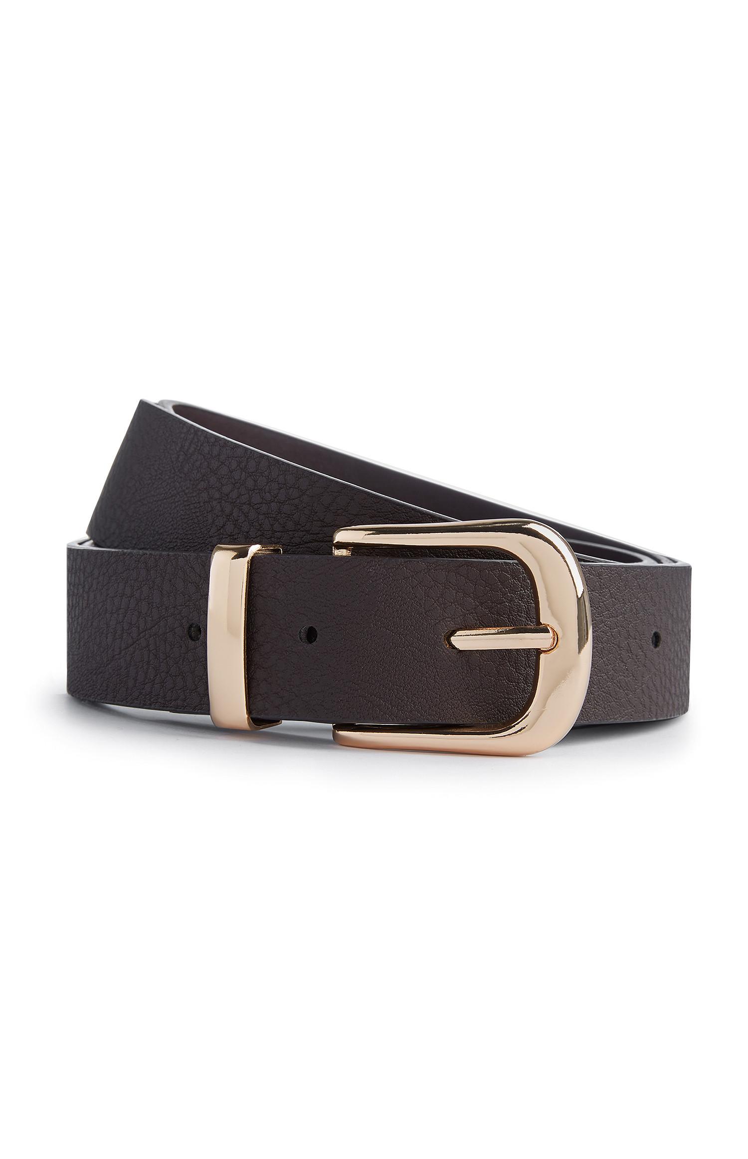 Ceinture noire en simili cuir à boucle