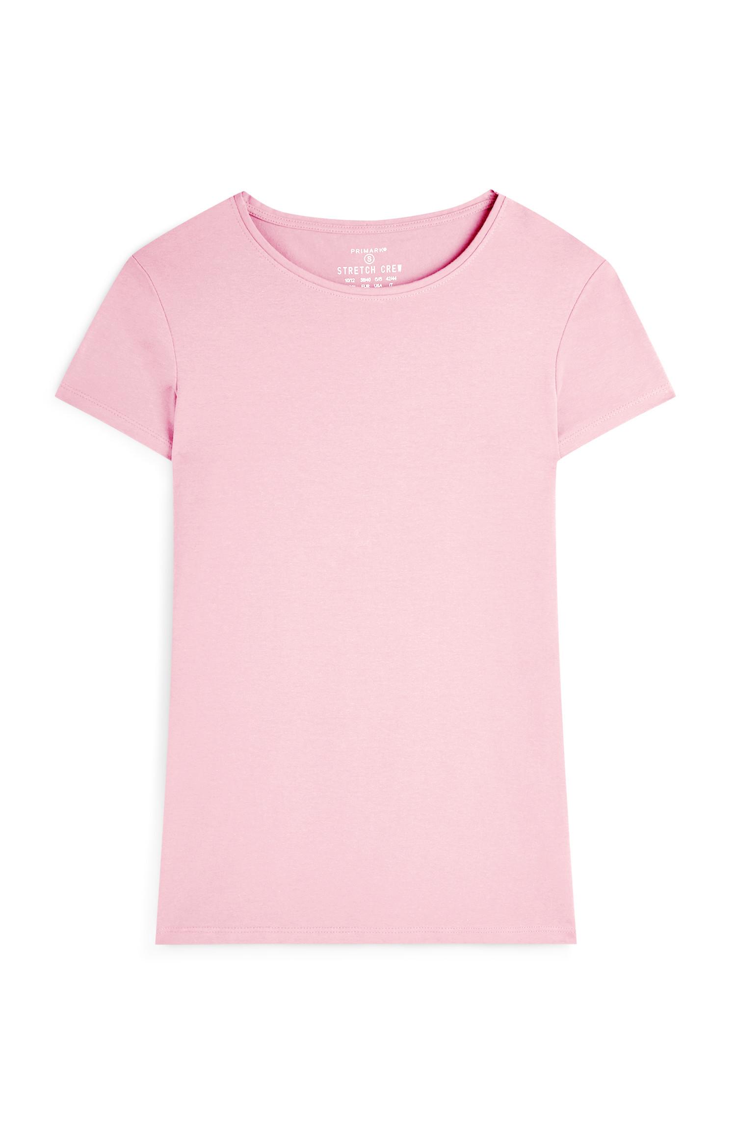 T-shirt manga curta gola redonda rosa-claro