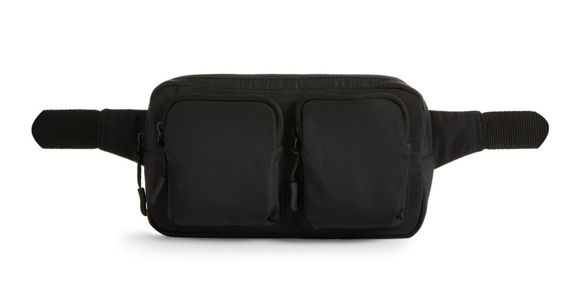 Black Double Pocket Nylon Bum Bag | Women's Handbags | Women's ...