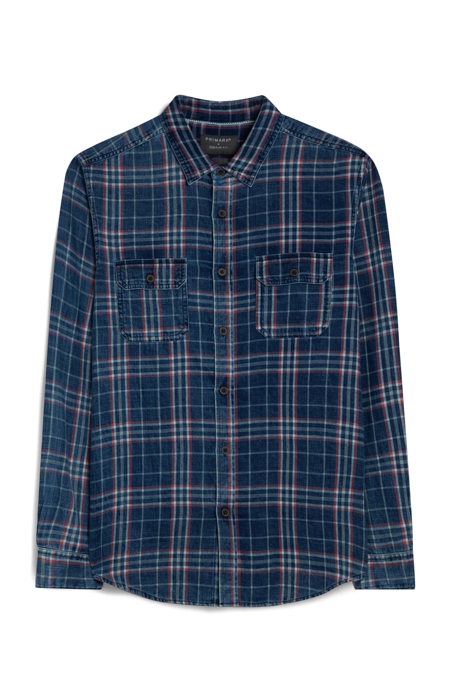 Camisa manga comprida xadrez azul