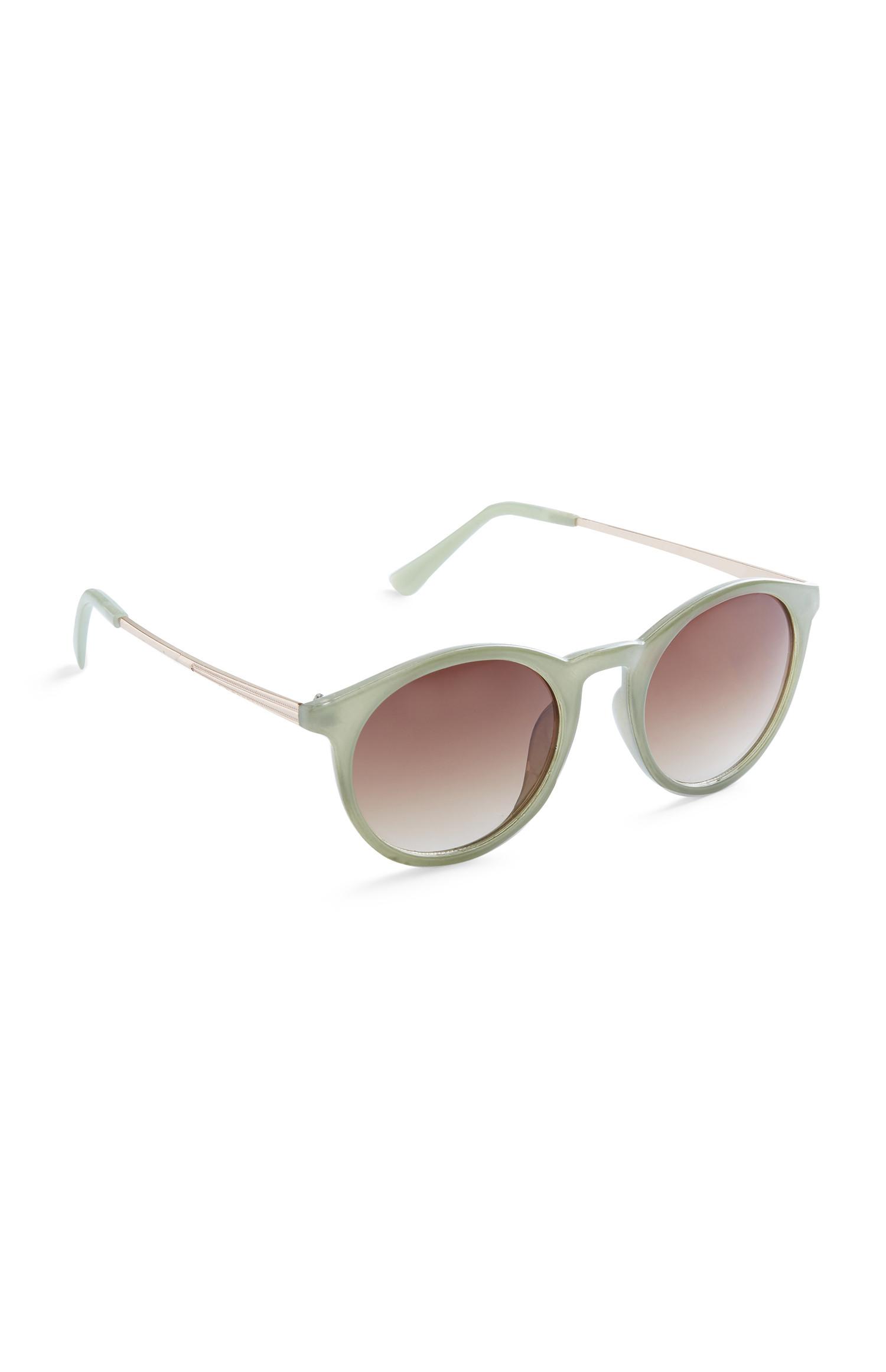 Lunettes de soleil rondes vertes Preppy
