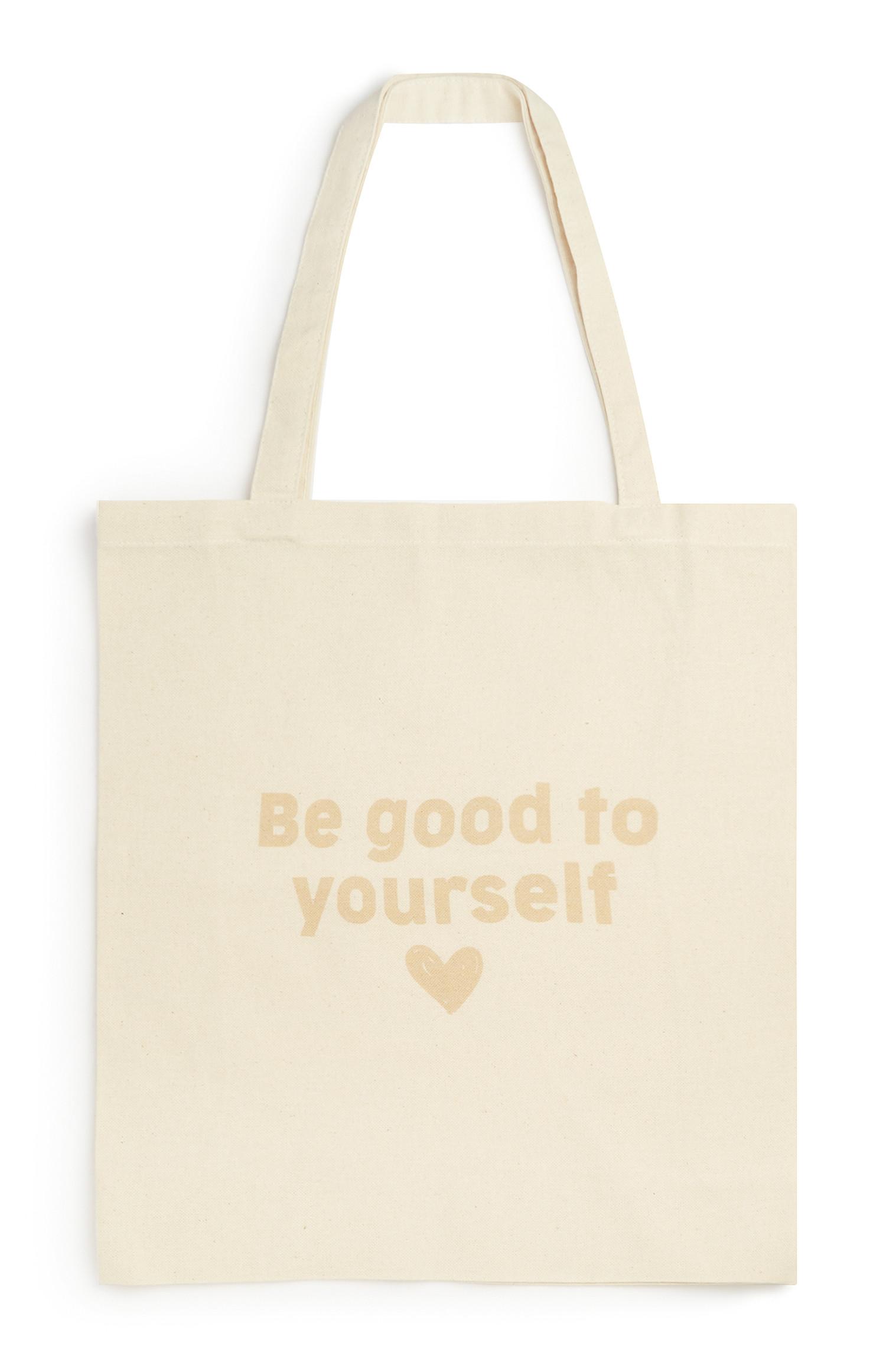 Sac en toile beige Be Good To Yourself en coton biologique