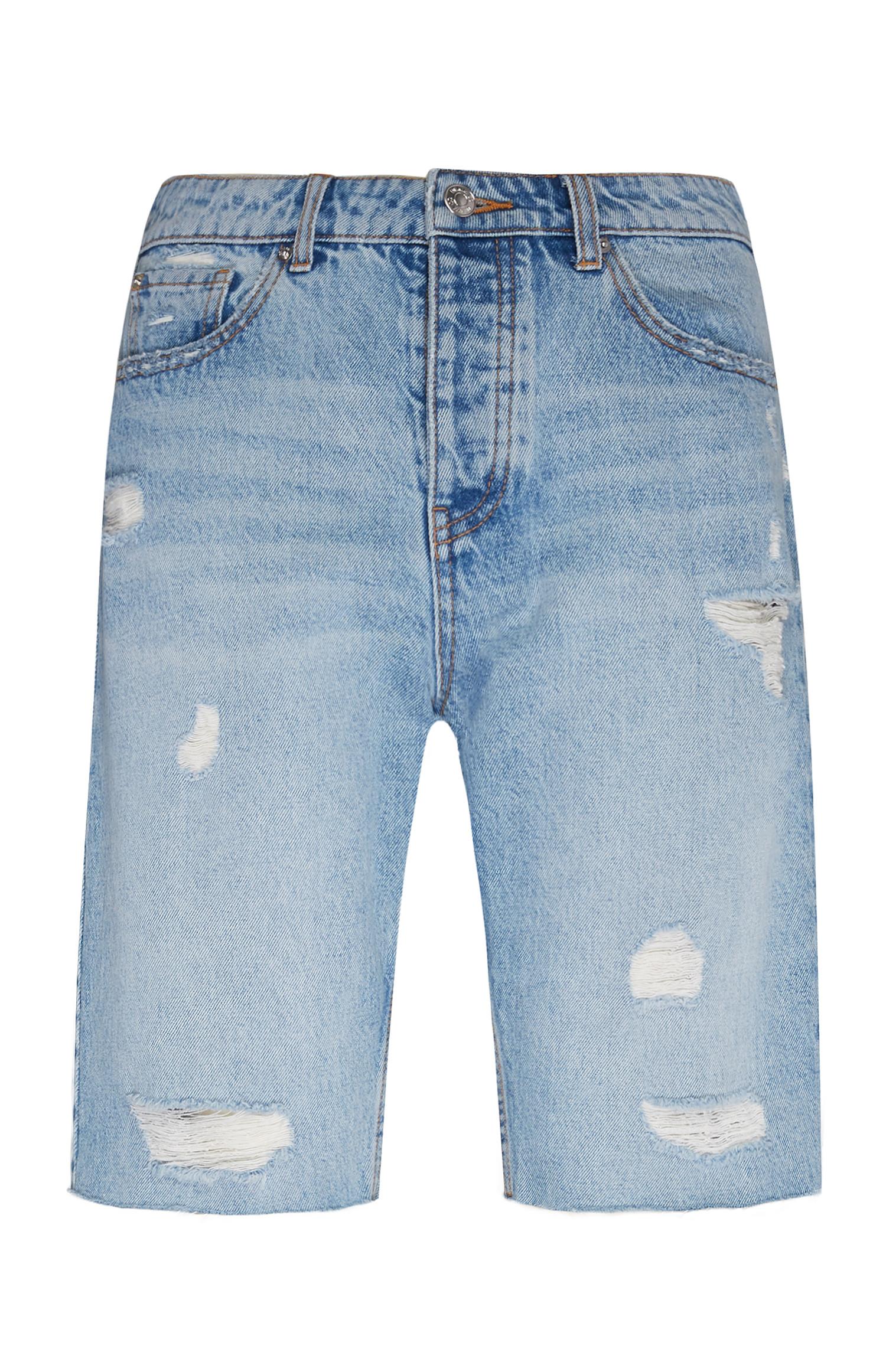 Calções ganga compridos rasgões