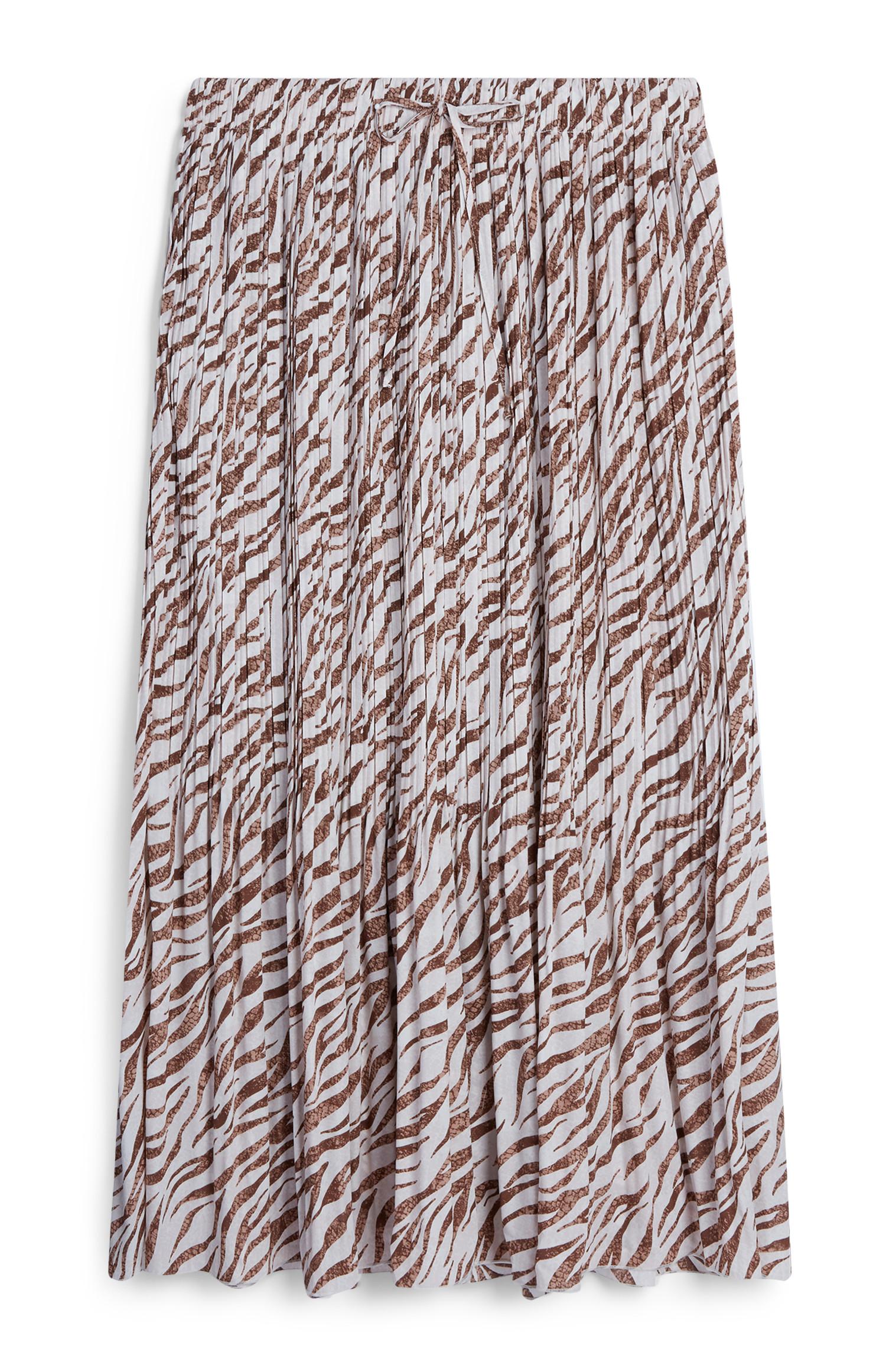 Belo-rjavo srednje dolgo plisirano krilo