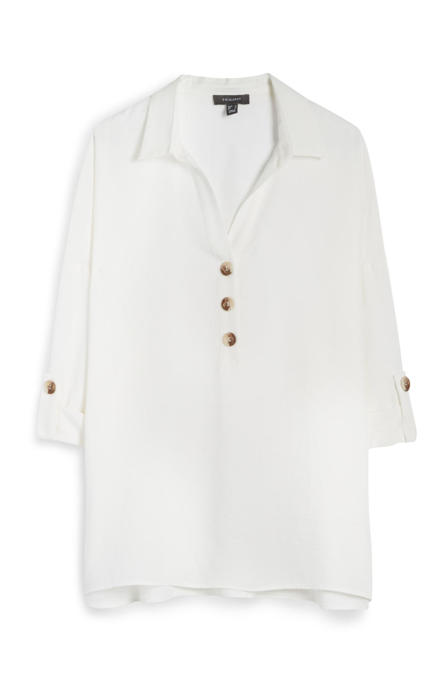 Camisa corte largo botões marfim