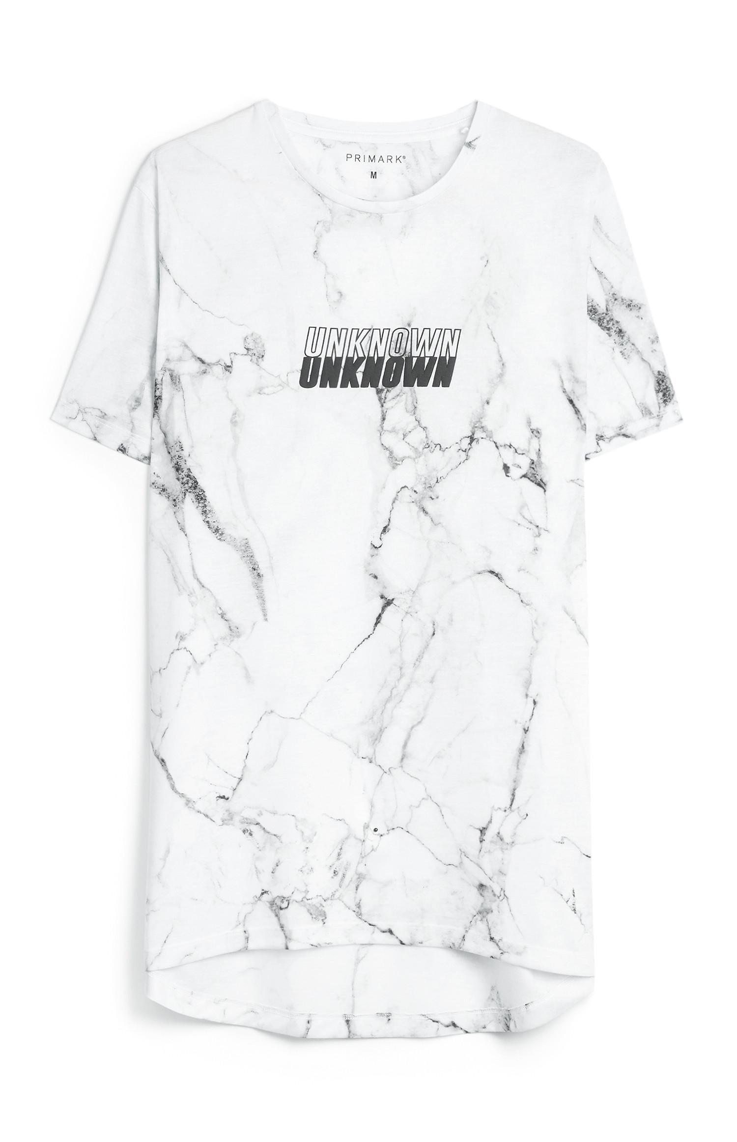 T-shirts slogan estampado mármore