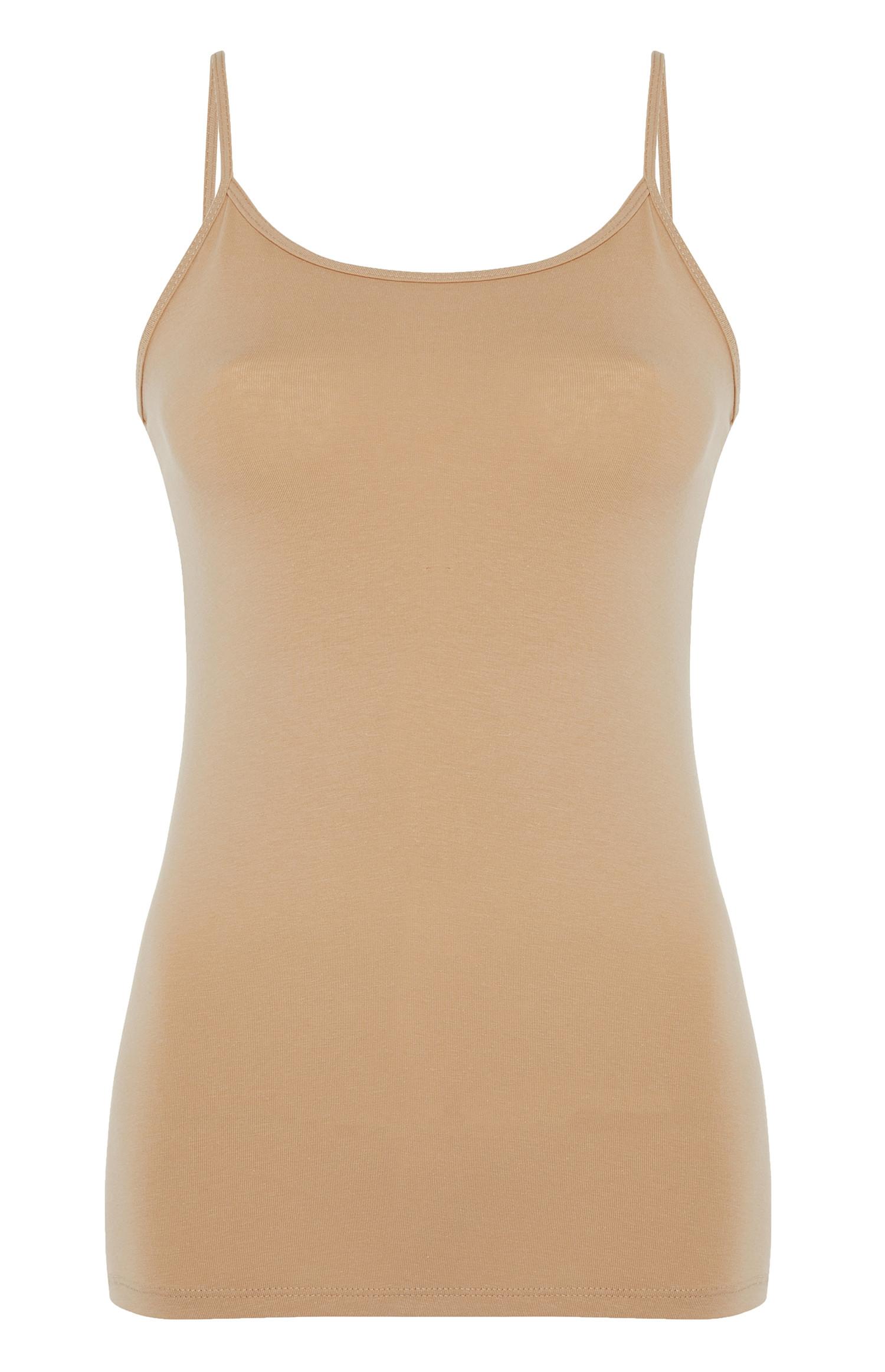 Top alças elastano bege