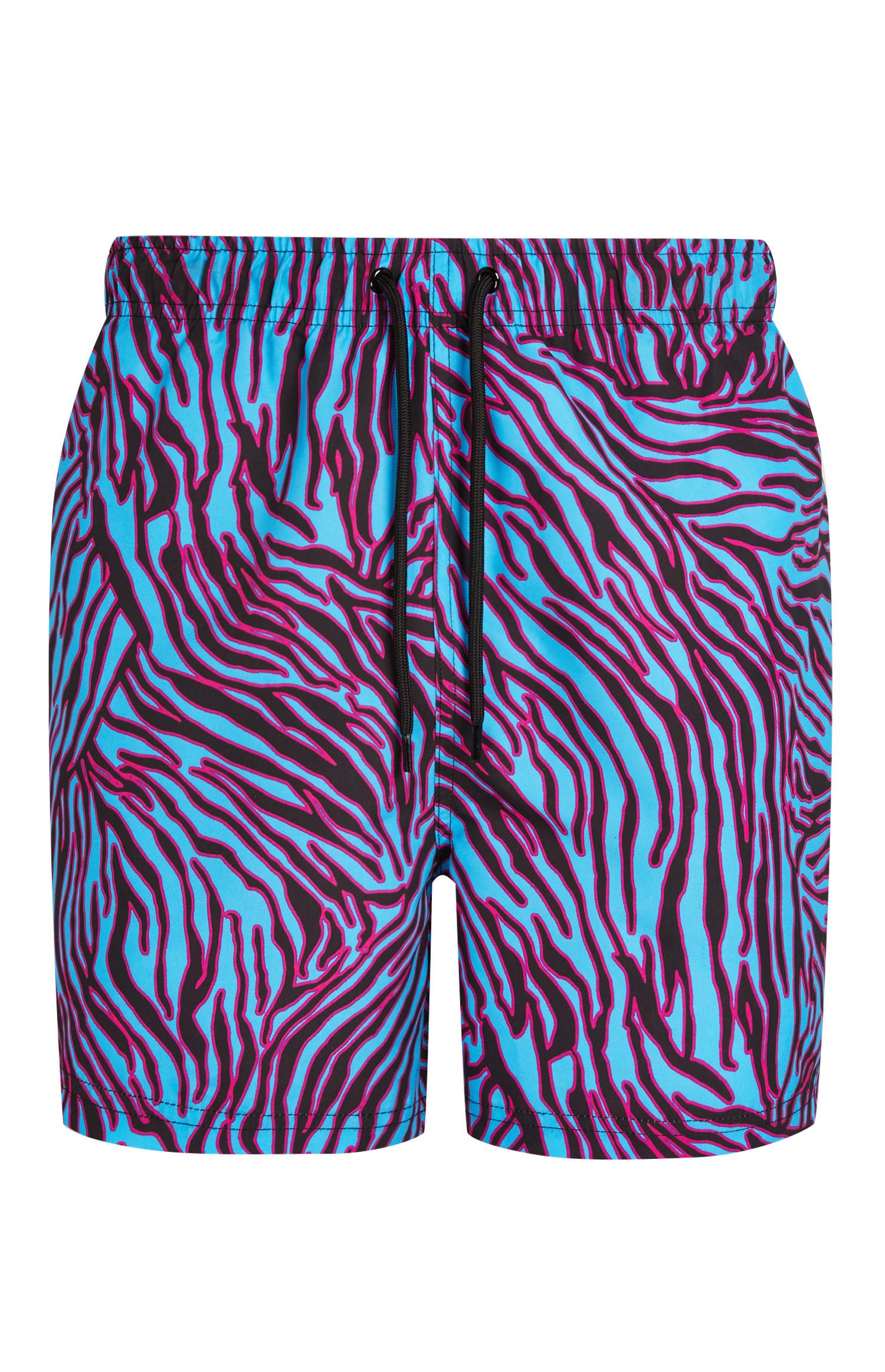 Calções banho estampado zebra azul e cor-de-rosa