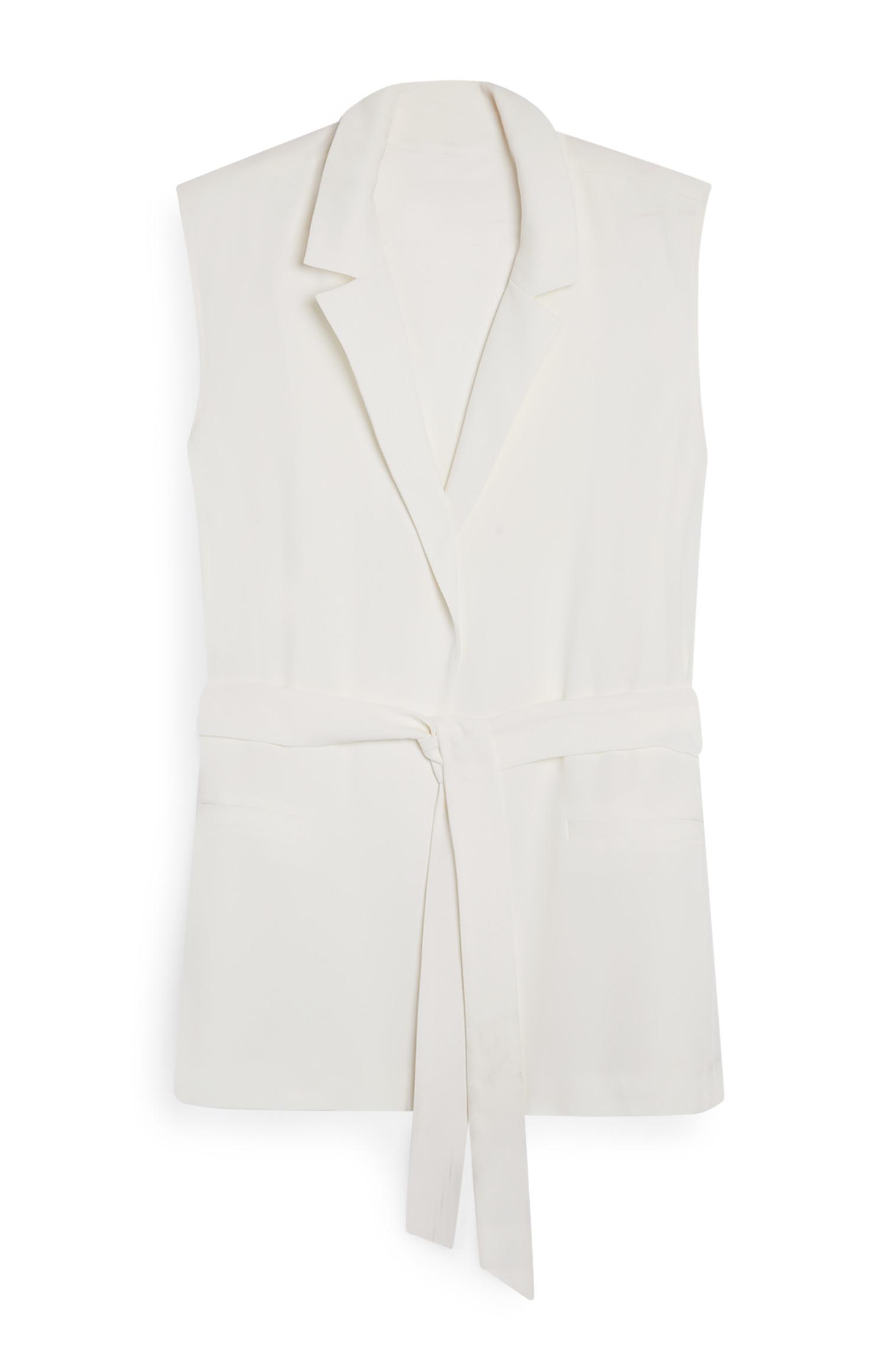 Blazer sem mangas com nó branco