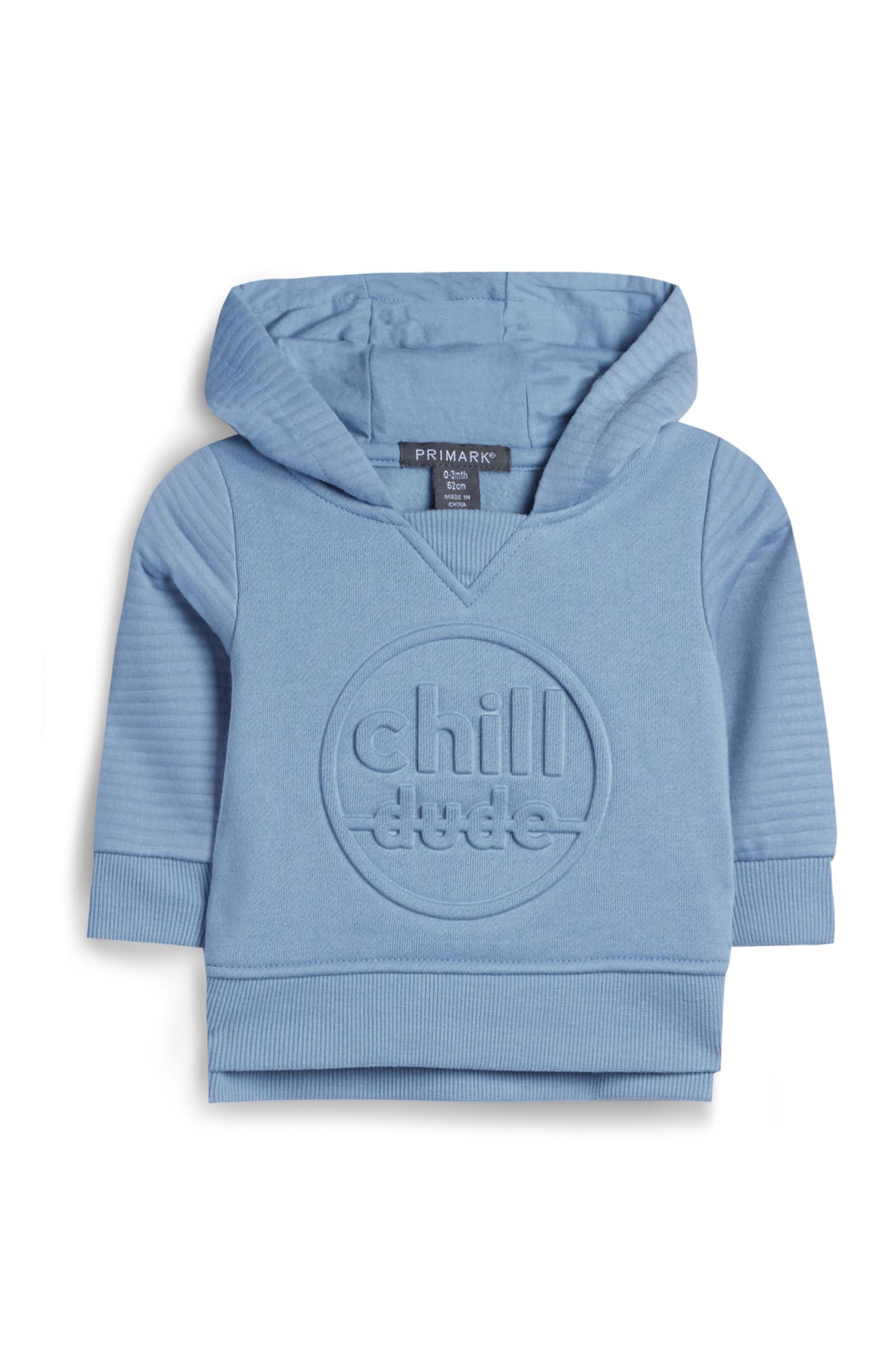 Svetlo moder pulover s kapuco za dojenčke