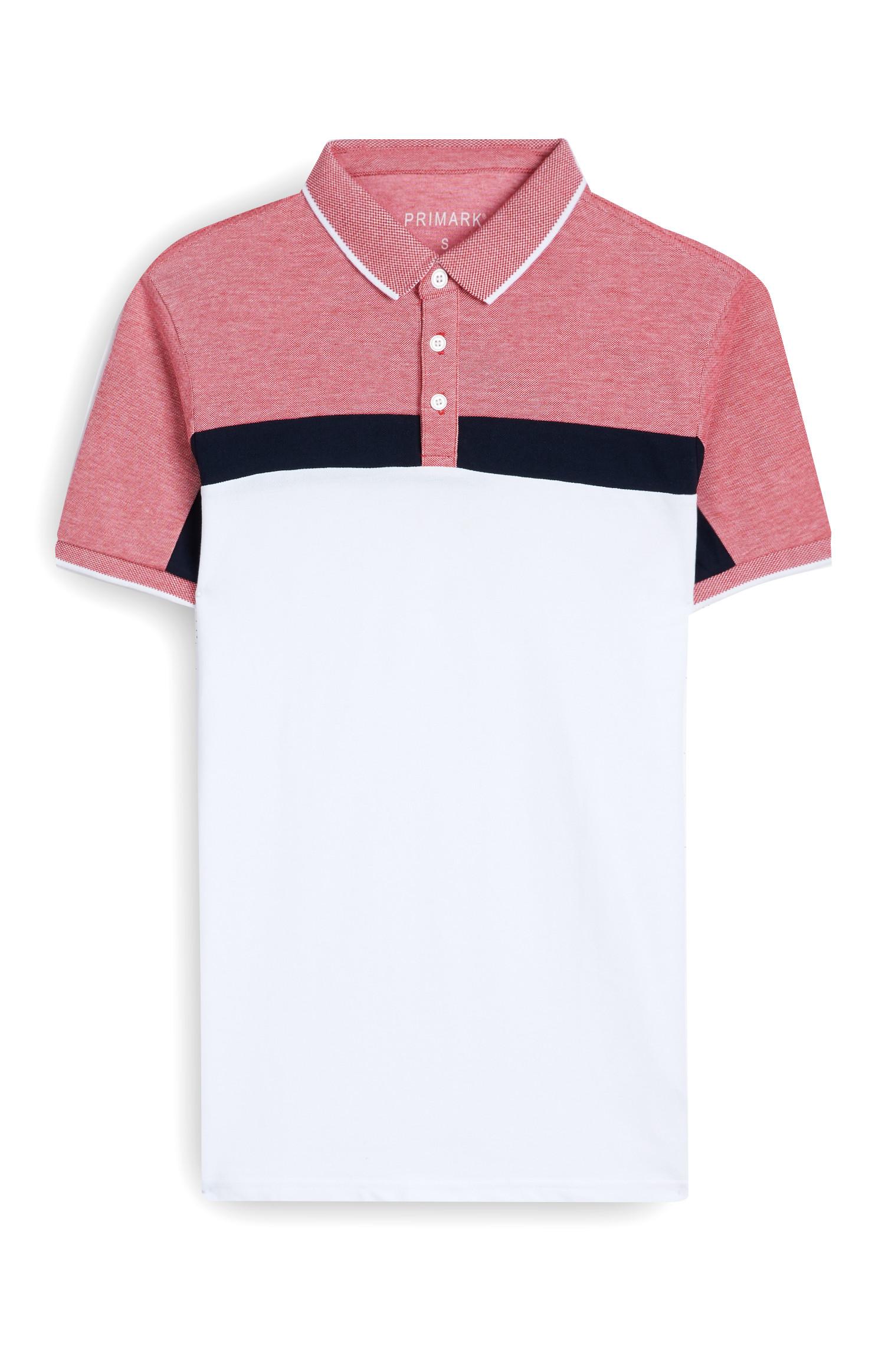 Polo bloco cor vermelho e branco