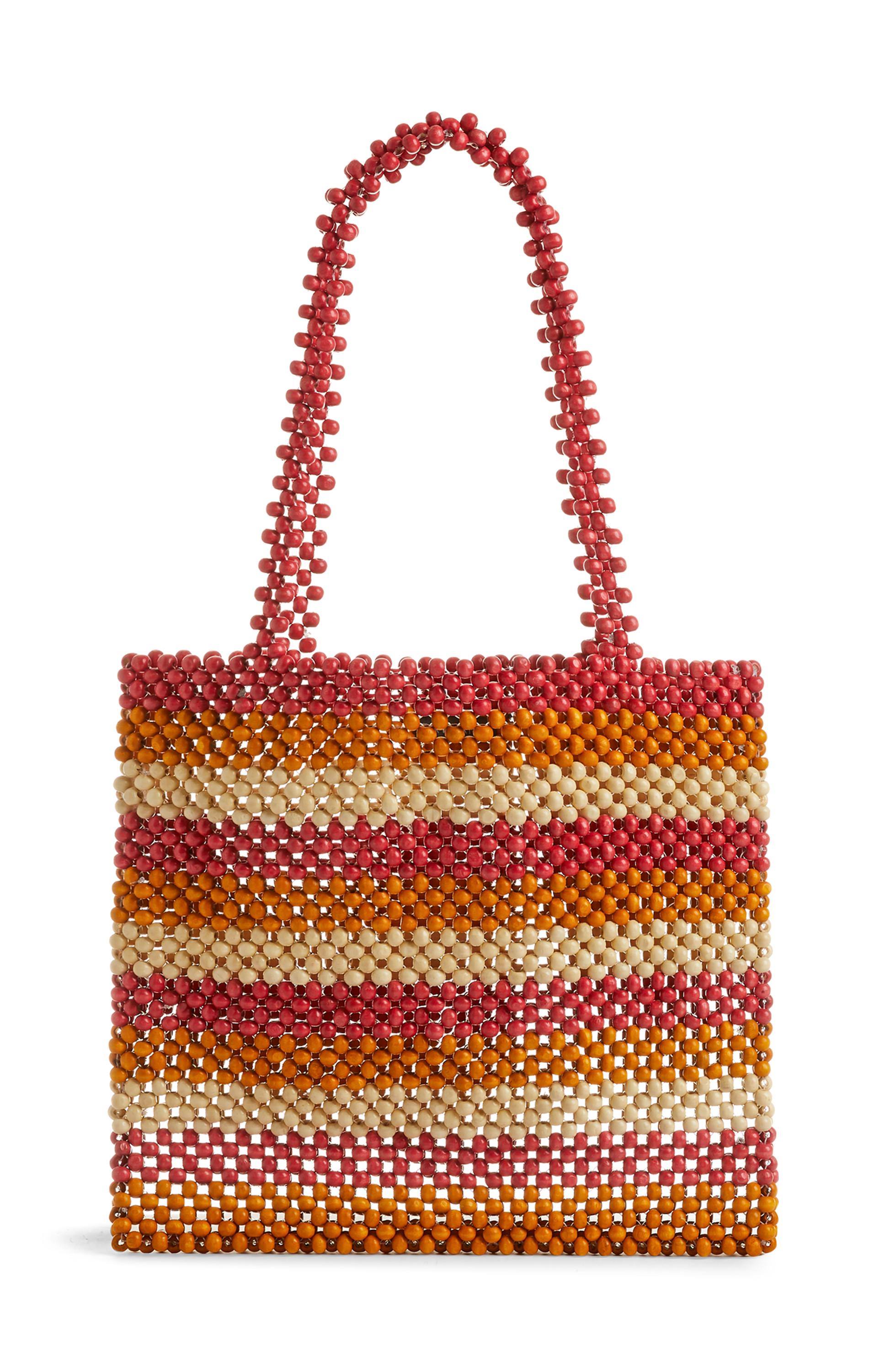 Mala contas rosa e laranja