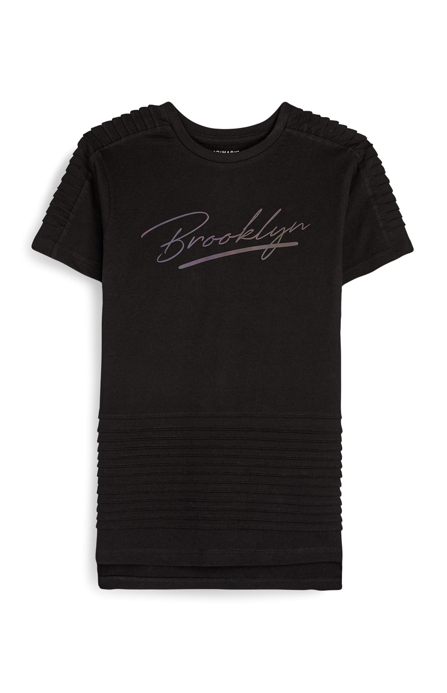 T-shirt nera con scritta Brooklyn da ragazzo