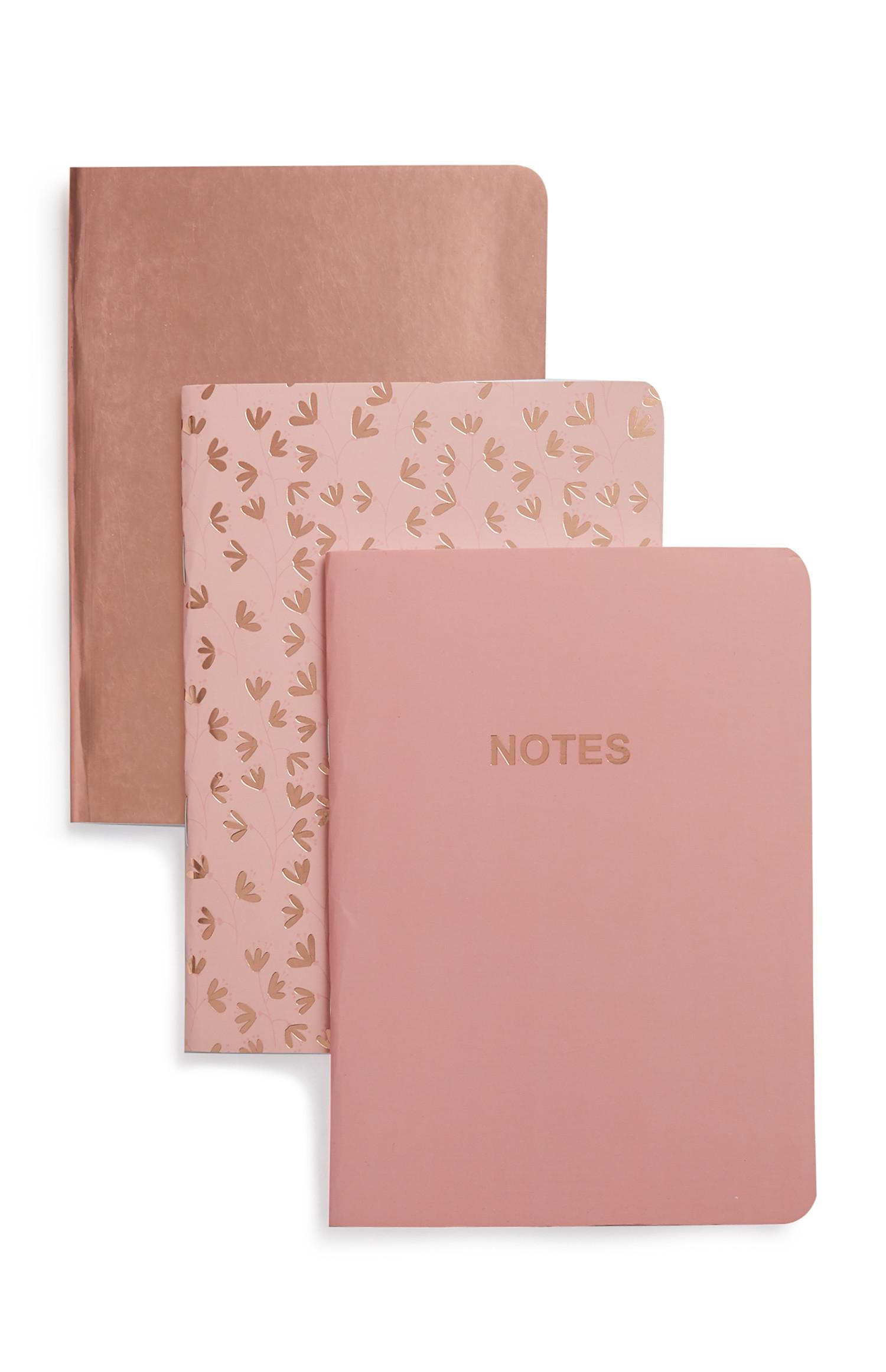 Rožnati in rožnato zlati zvezki A6, 3 kosi