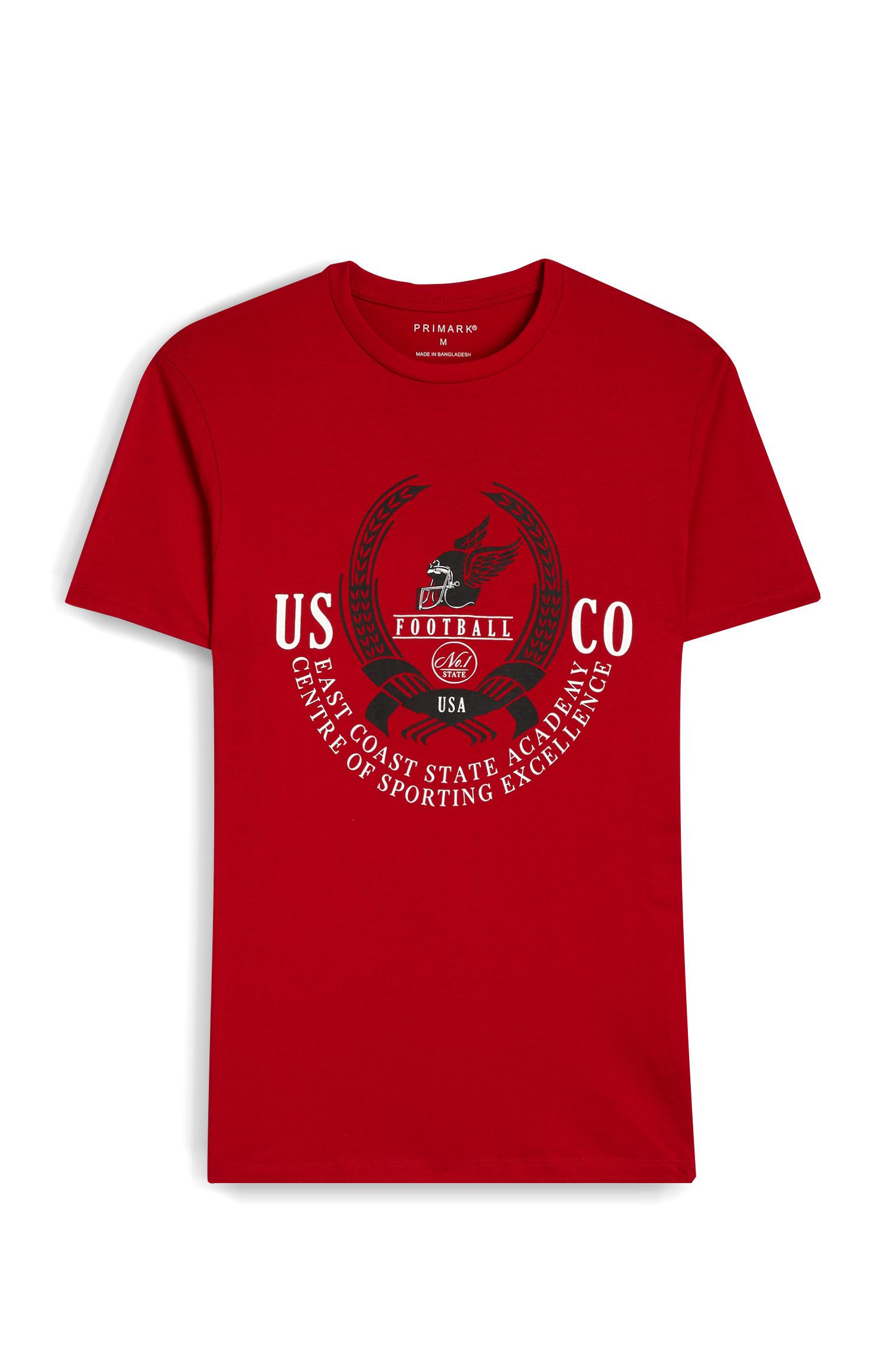 T-shirt manga curta US Football vermelho