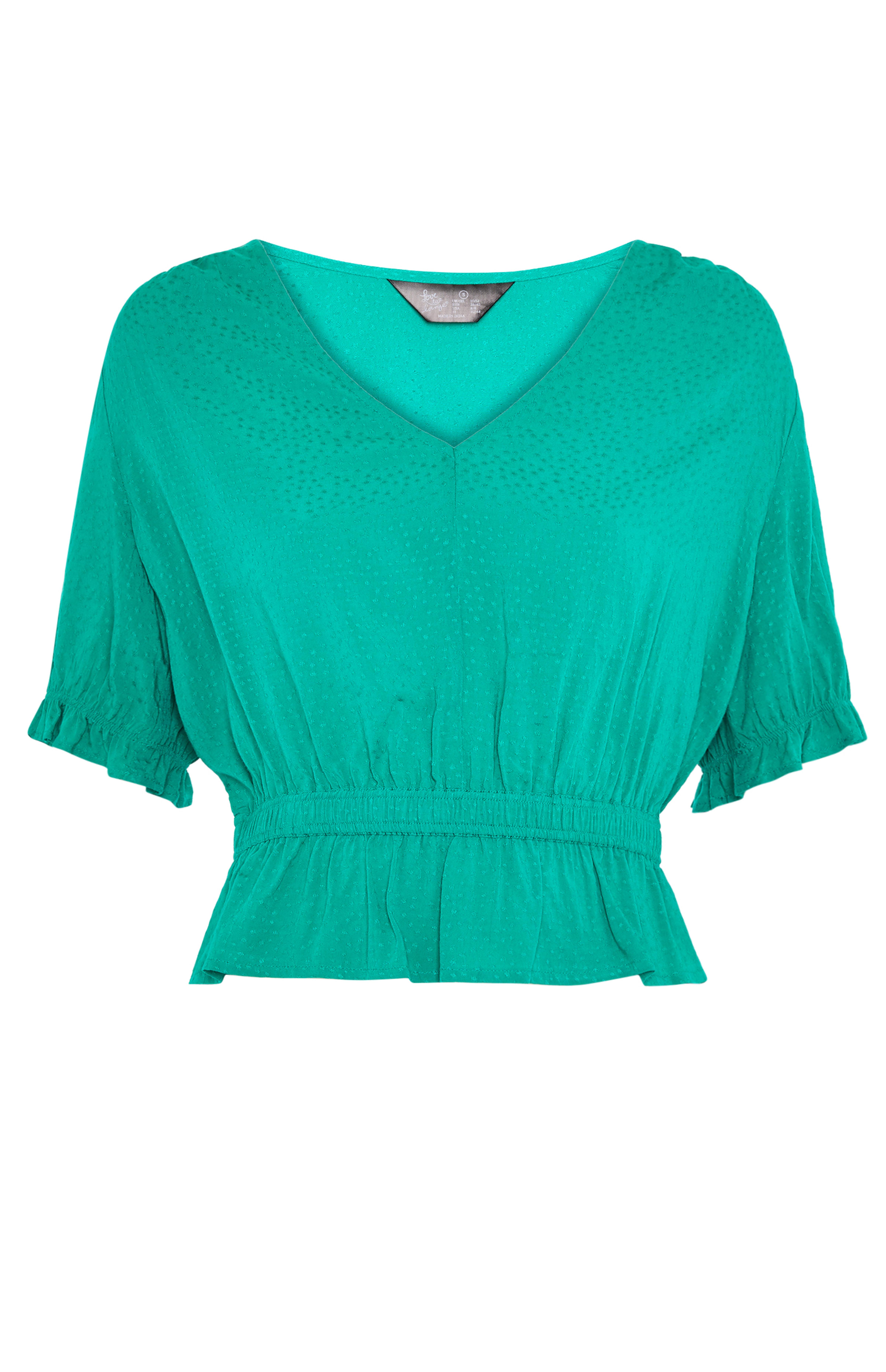 Blusa peplum folhos bainha verde-menta