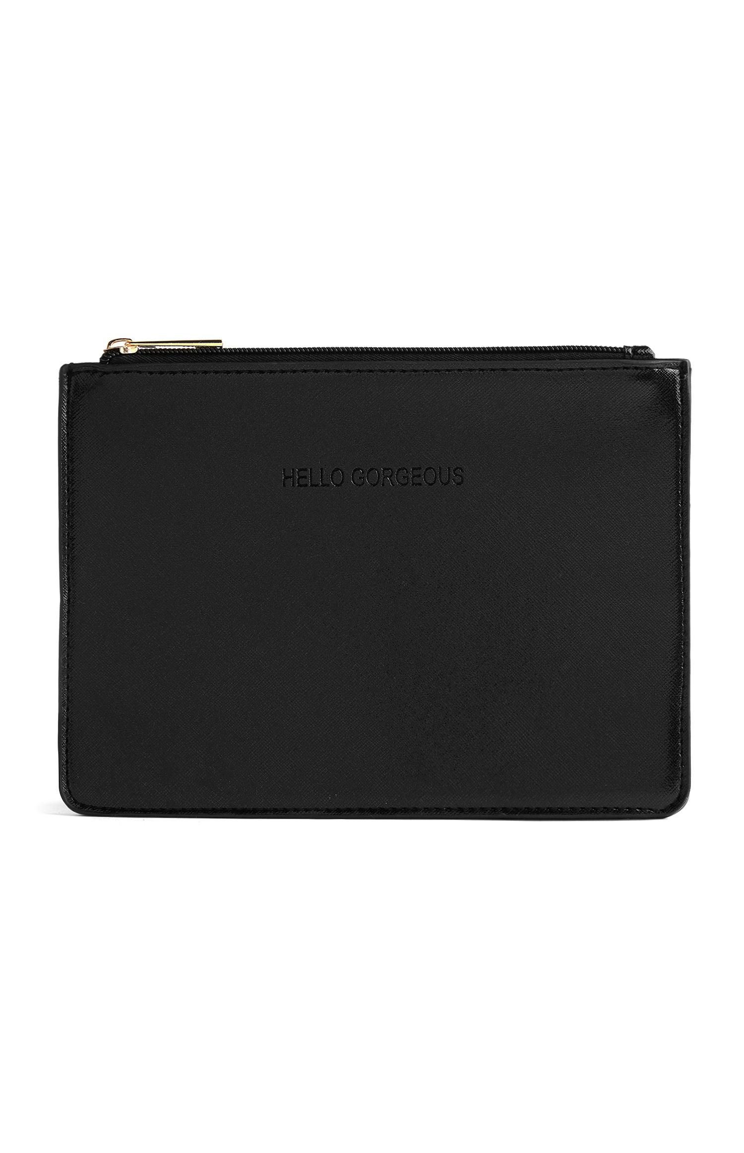 Porte-monnaie plat noir Hello Gorgeous