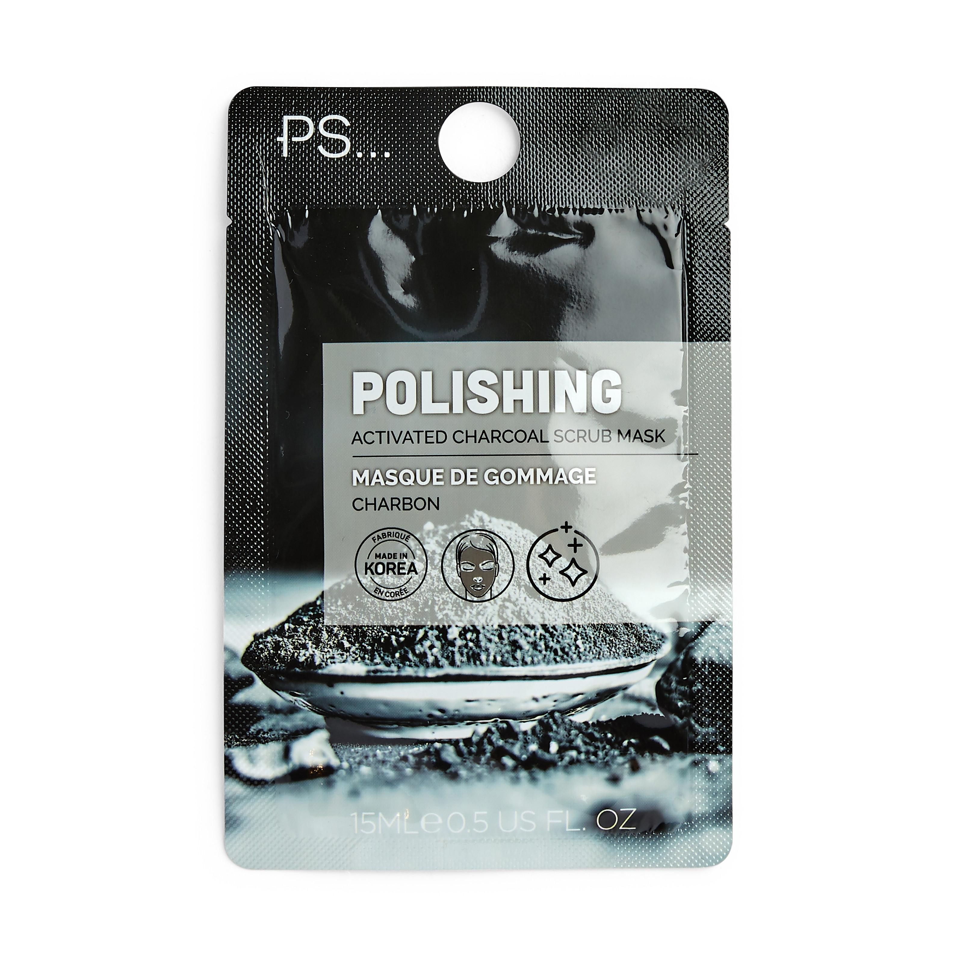 Máscara facial exfoliante e de polimento PS carvão